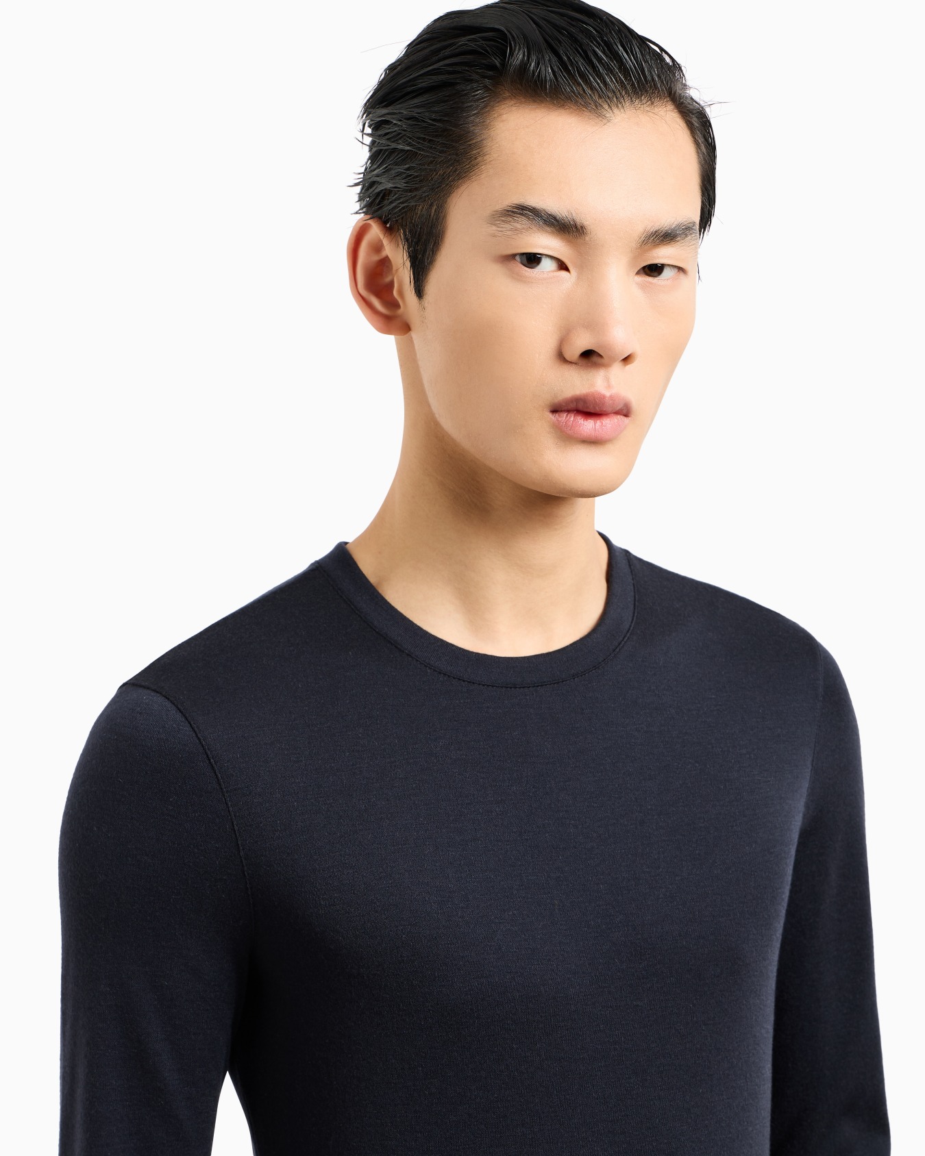 Pull à col rond en interlock de pur cachemire Diapositive 4