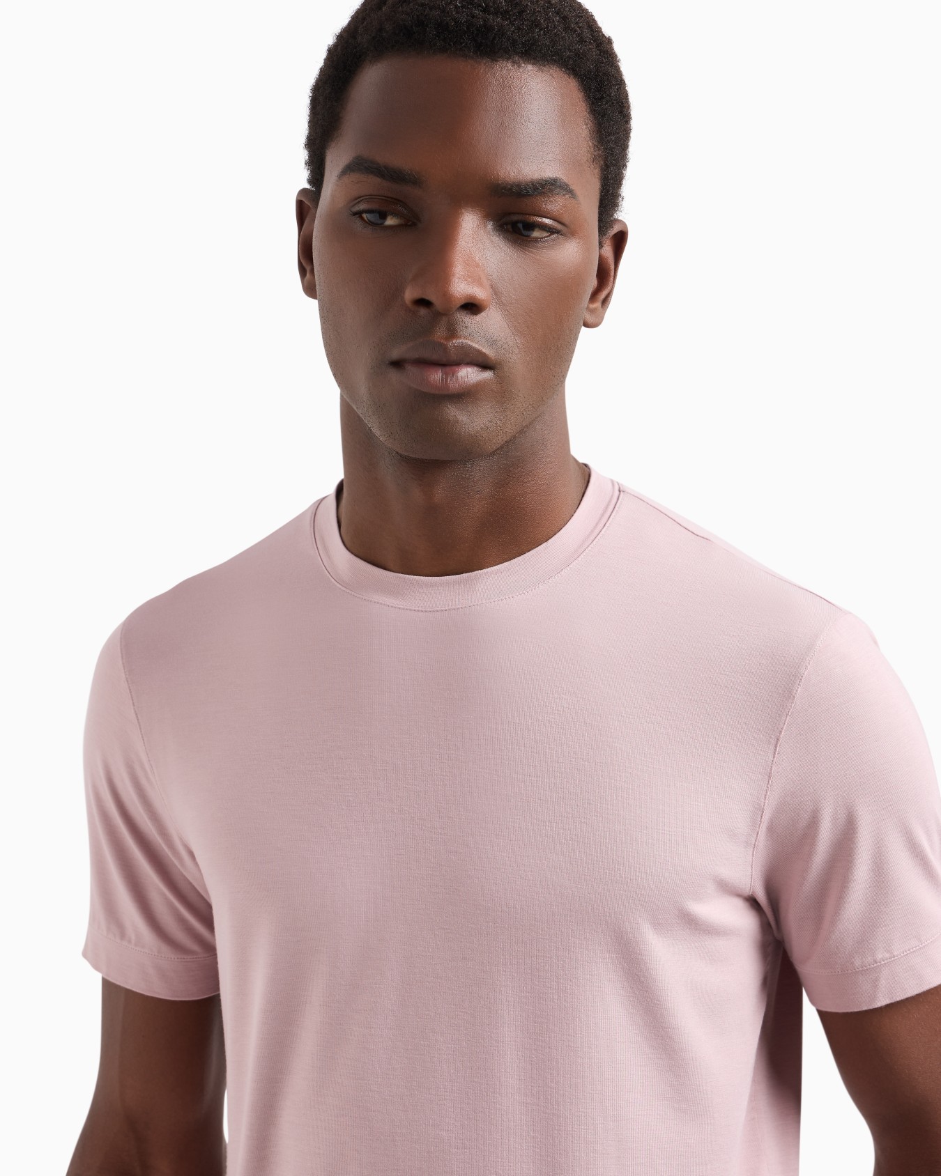 Crew-neck short-sleeved T-shirt in stretch viscose jersey Slide 4