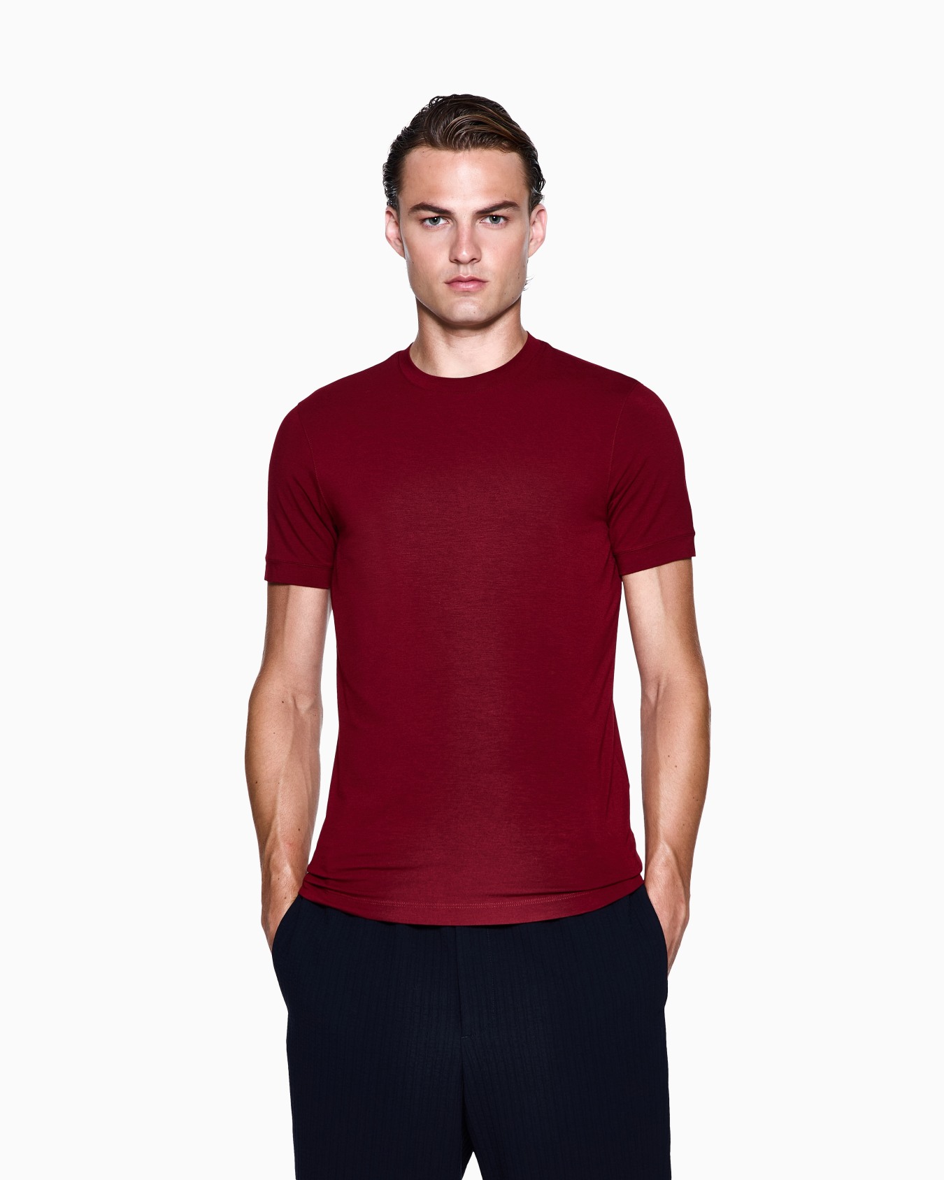 T-shirt girocollo in jersey di viscosa stretch ASV Slide 3