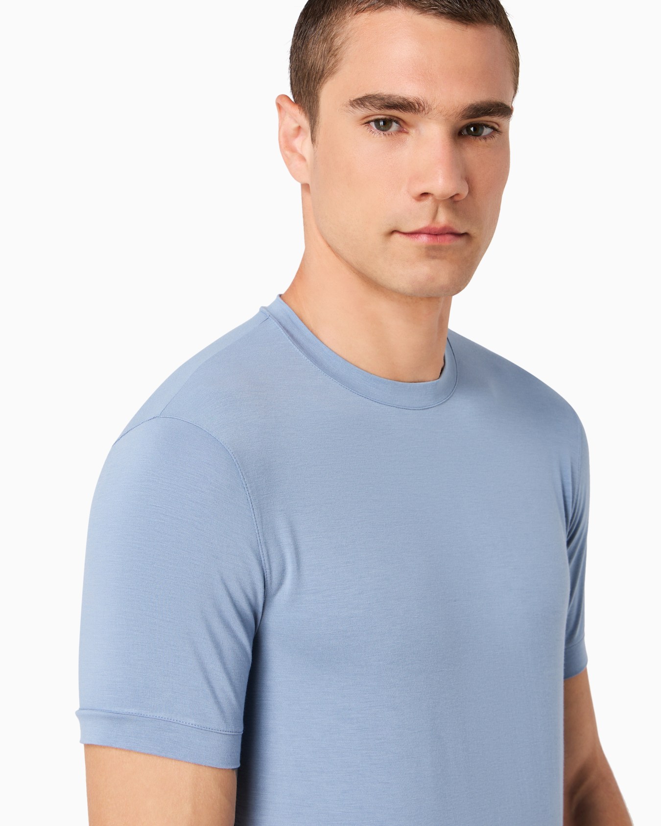 Crew-neck short-sleeved T-shirt in stretch viscose jersey Diapositiva 4