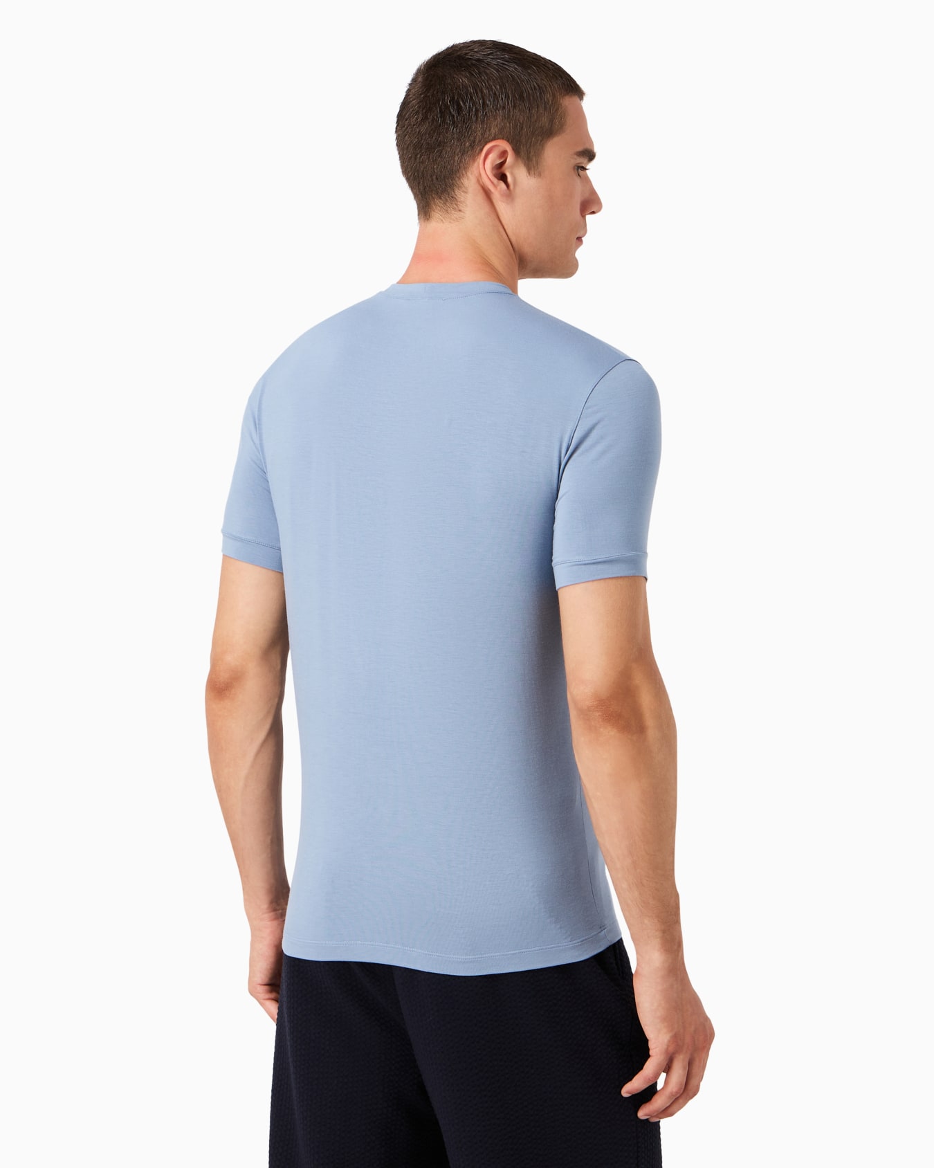 Crew-neck short-sleeved T-shirt in stretch viscose jersey Diapositiva 2