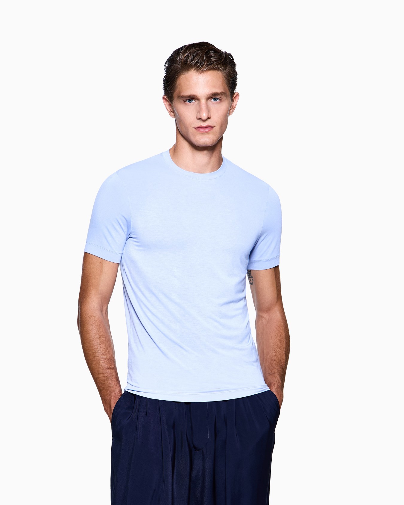 ASV crew-neck T-shirt in stretch viscose jersey Slide 3