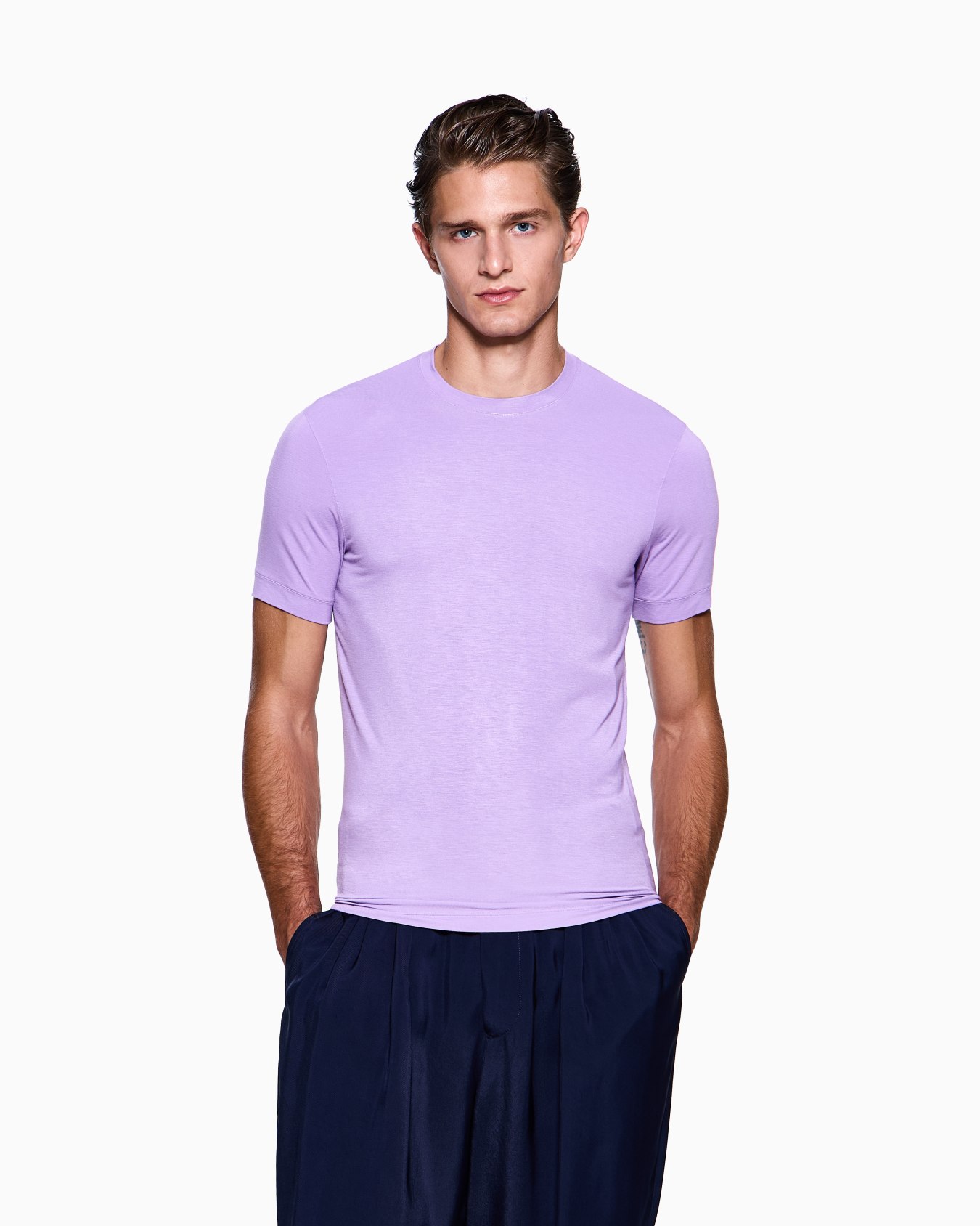 ASV crew-neck T-shirt in stretch viscose jersey Slide 3