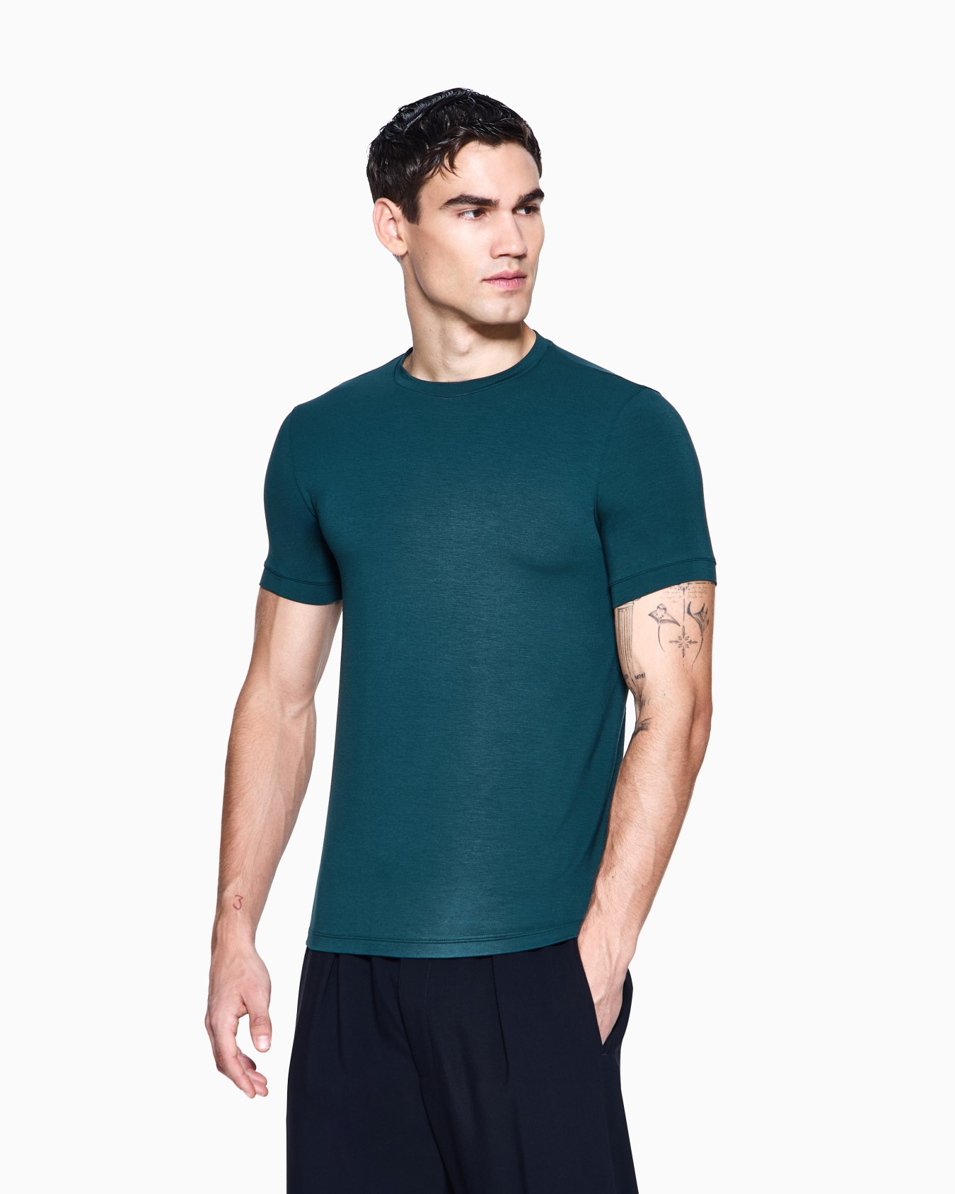 T-shirt girocollo in jersey di viscosa stretch ASV Slide 3