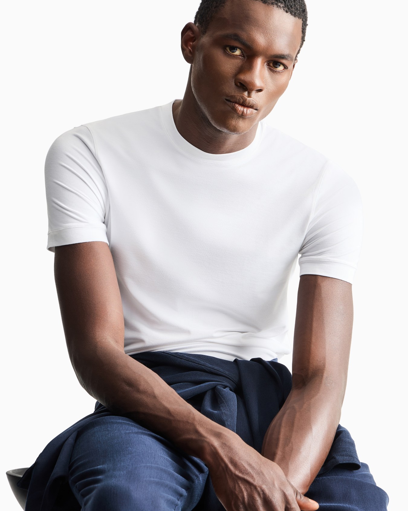 Icon Crew-neck T-shirt in stretch viscose jersey Slide 7