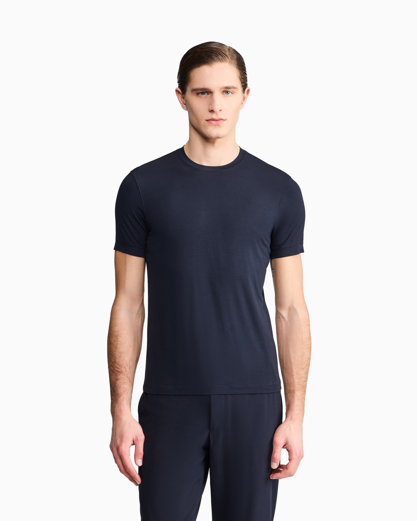 Icon Crew-neck T-shirt in stretch viscose jersey Diapositiva 3