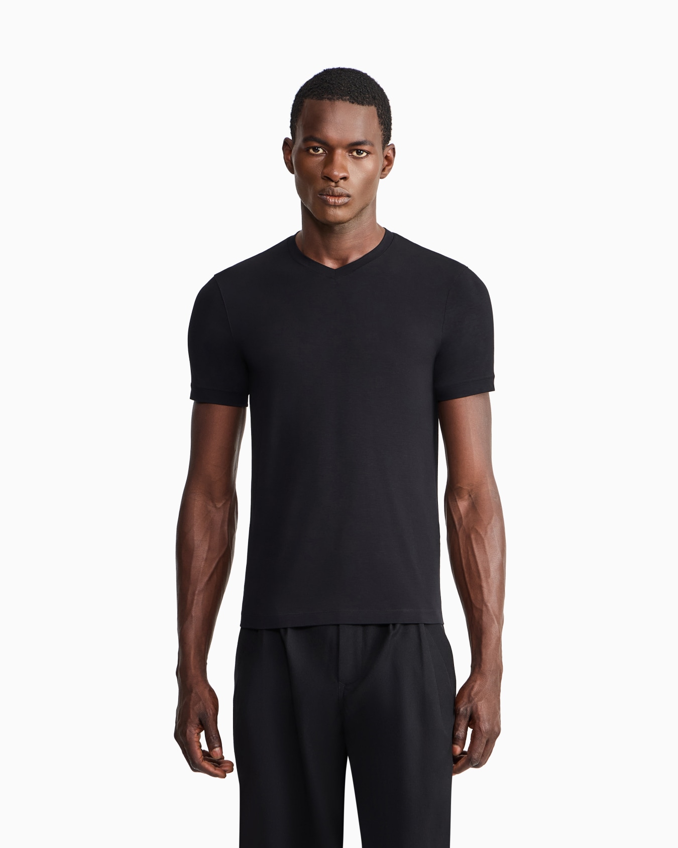 V-neck T-shirt Icon in stretch viscose jersey Slide 3