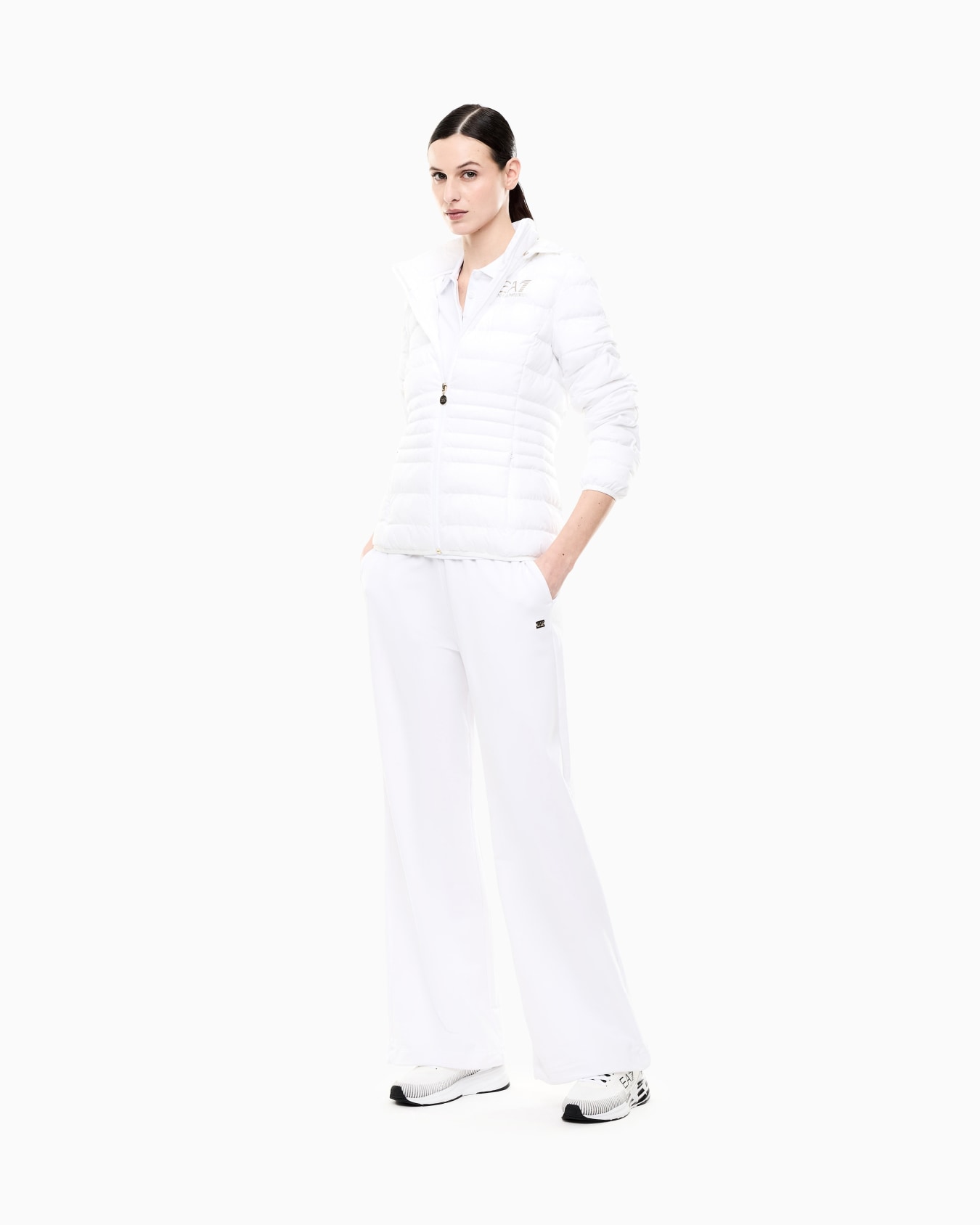 Core Lady recycled technical fabric padded hooded jacket Slide 1