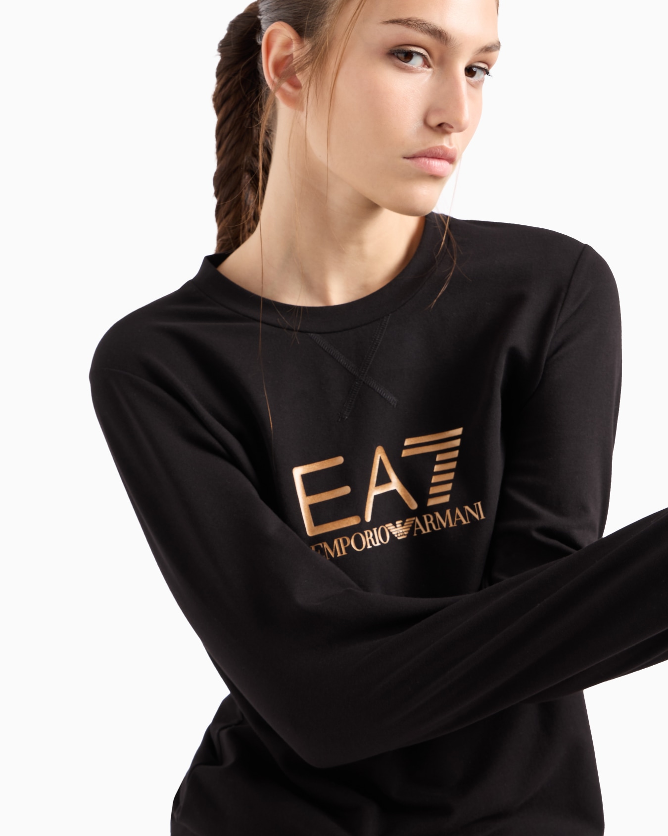 Sweat-shirt ras-du-cou Shiny en coton stretch Diapositive 4