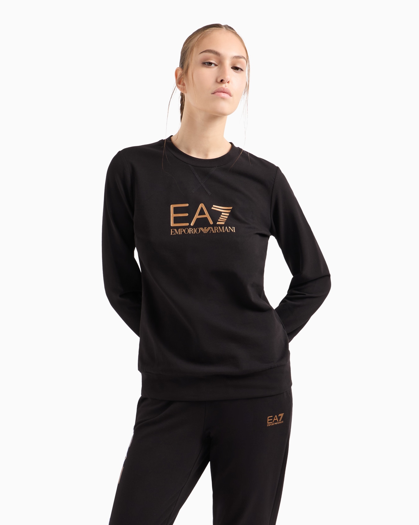 Sweat-shirt ras-du-cou Shiny en coton stretch Diapositive 1