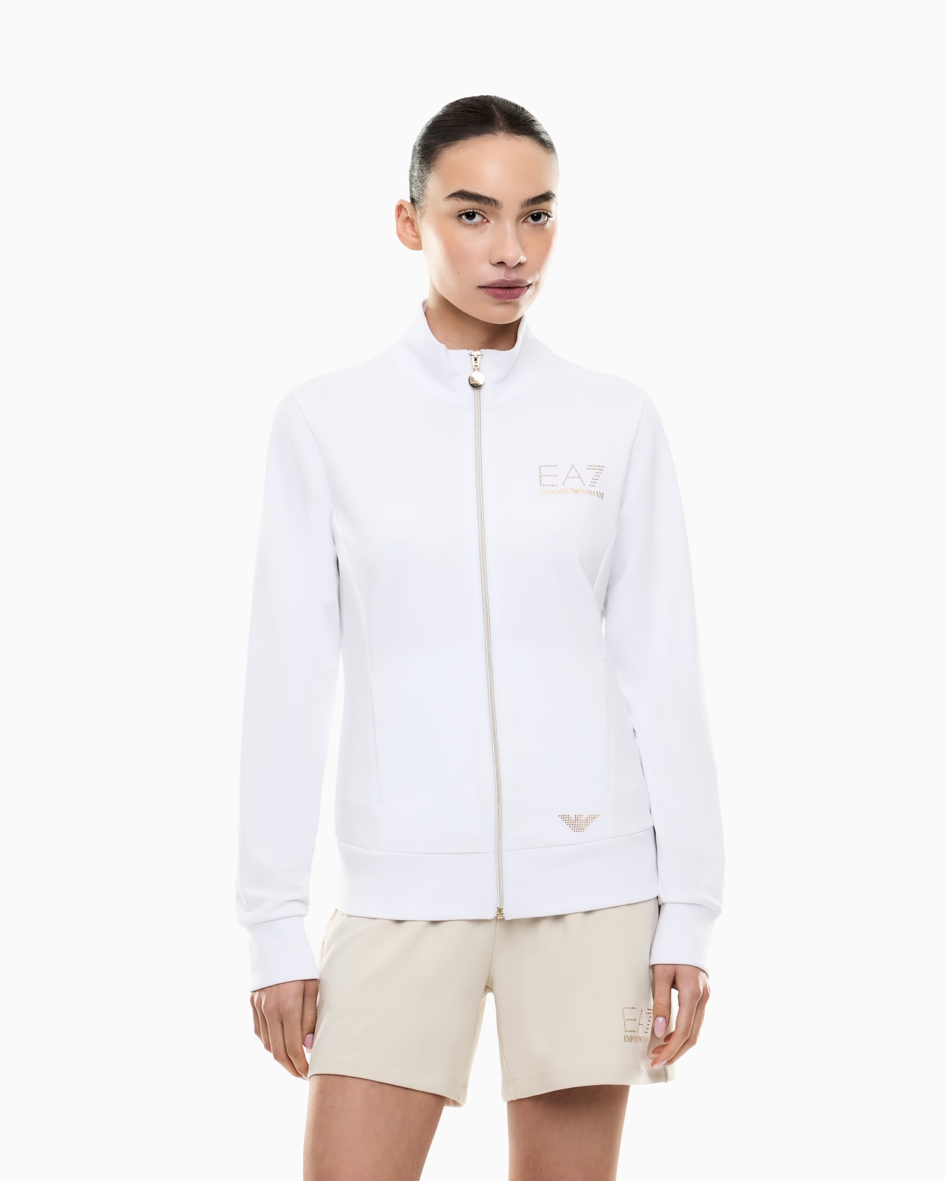 Evolution stretch-viscose blend zip-up sweatshirt Slide 3