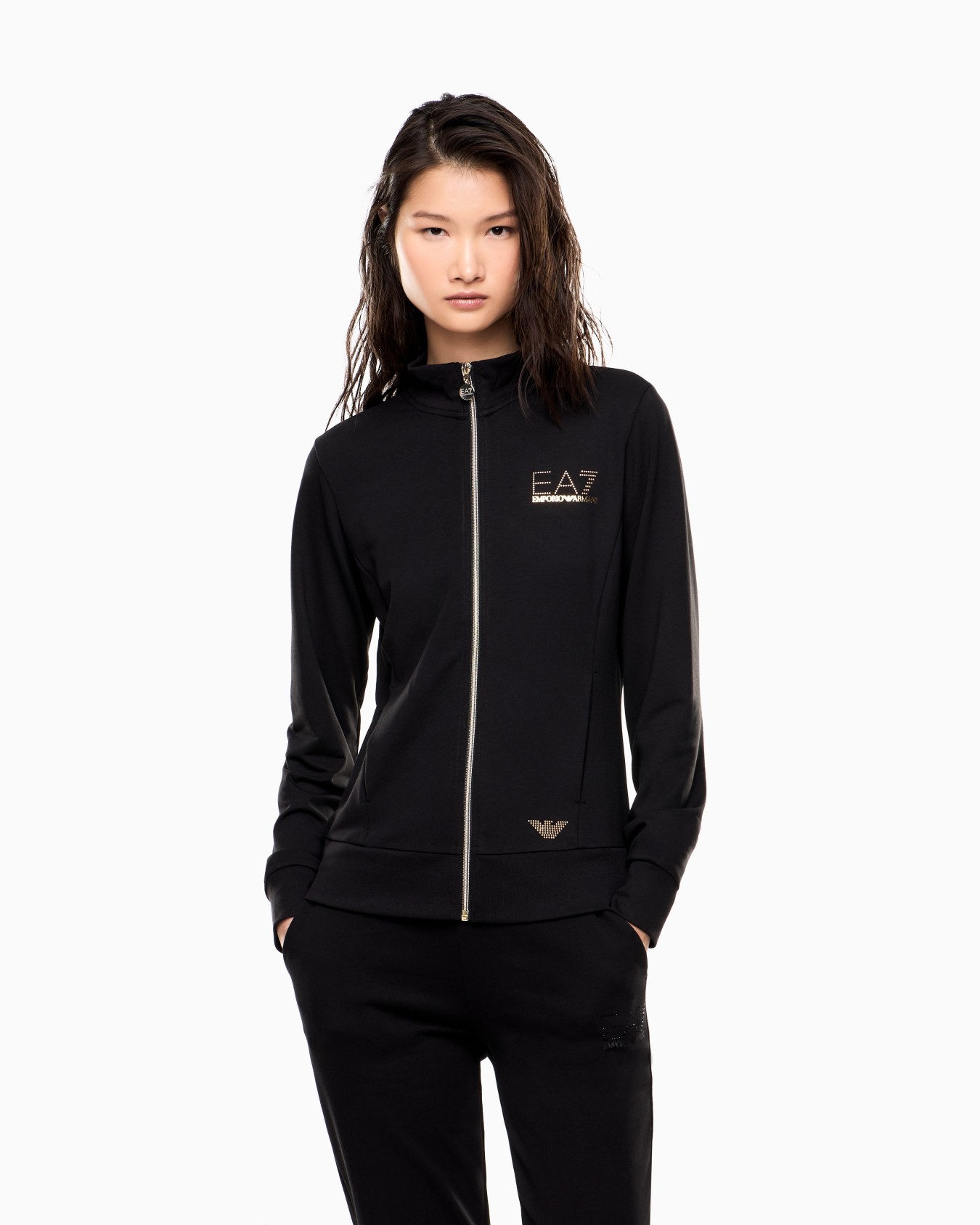 Evolution stretch-viscose blend zip-up sweatshirt Slide 3