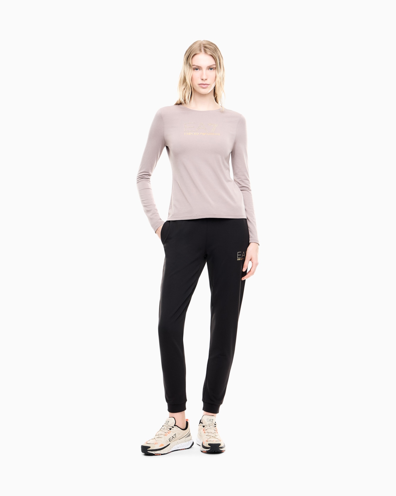 Stretch sweatshirt in a viscose blend with studs Evolution Slide 1