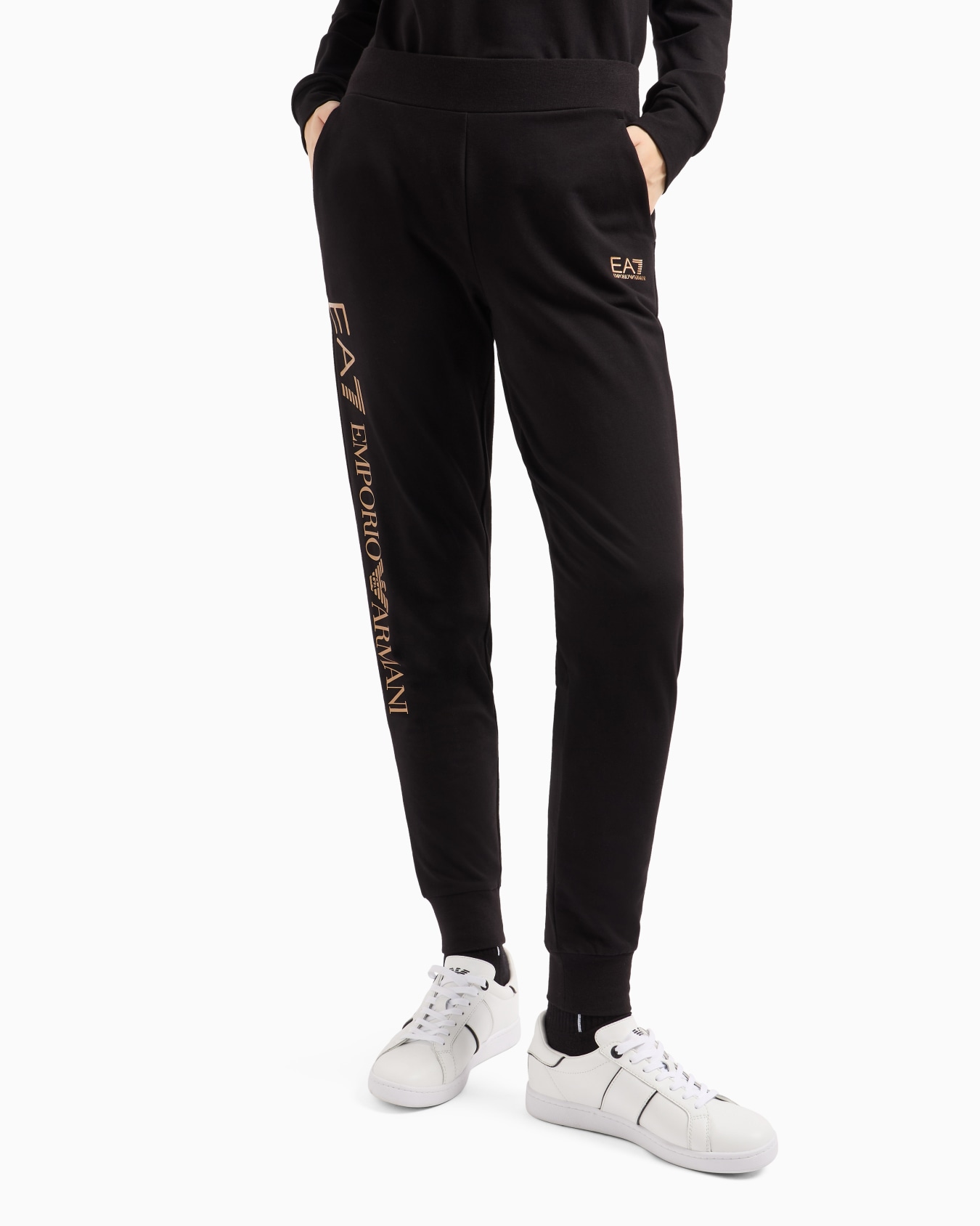 Shiny stretch-cotton joggers Slide 1