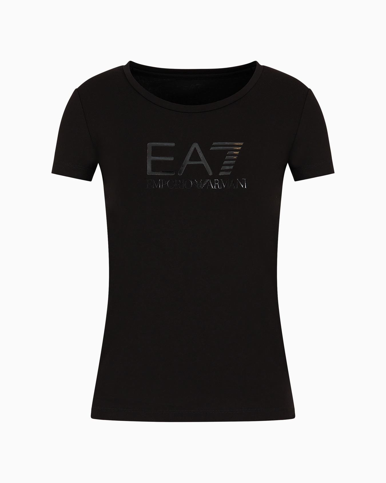 Shiny cotton crew-neck T-shirt Slide 0