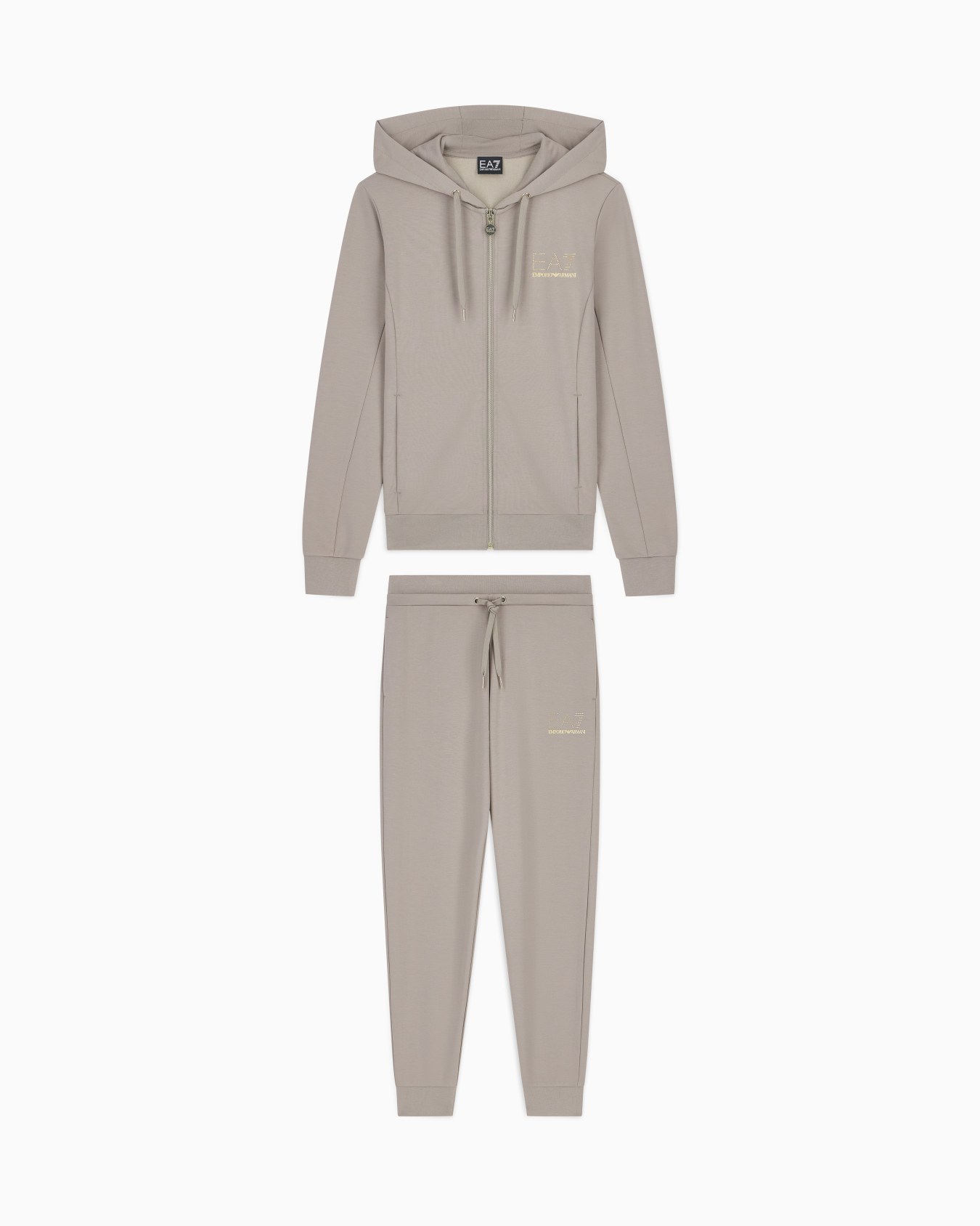 Viscose suit with a zip-up hoodie and micro-studs Tracksuit Slide 0