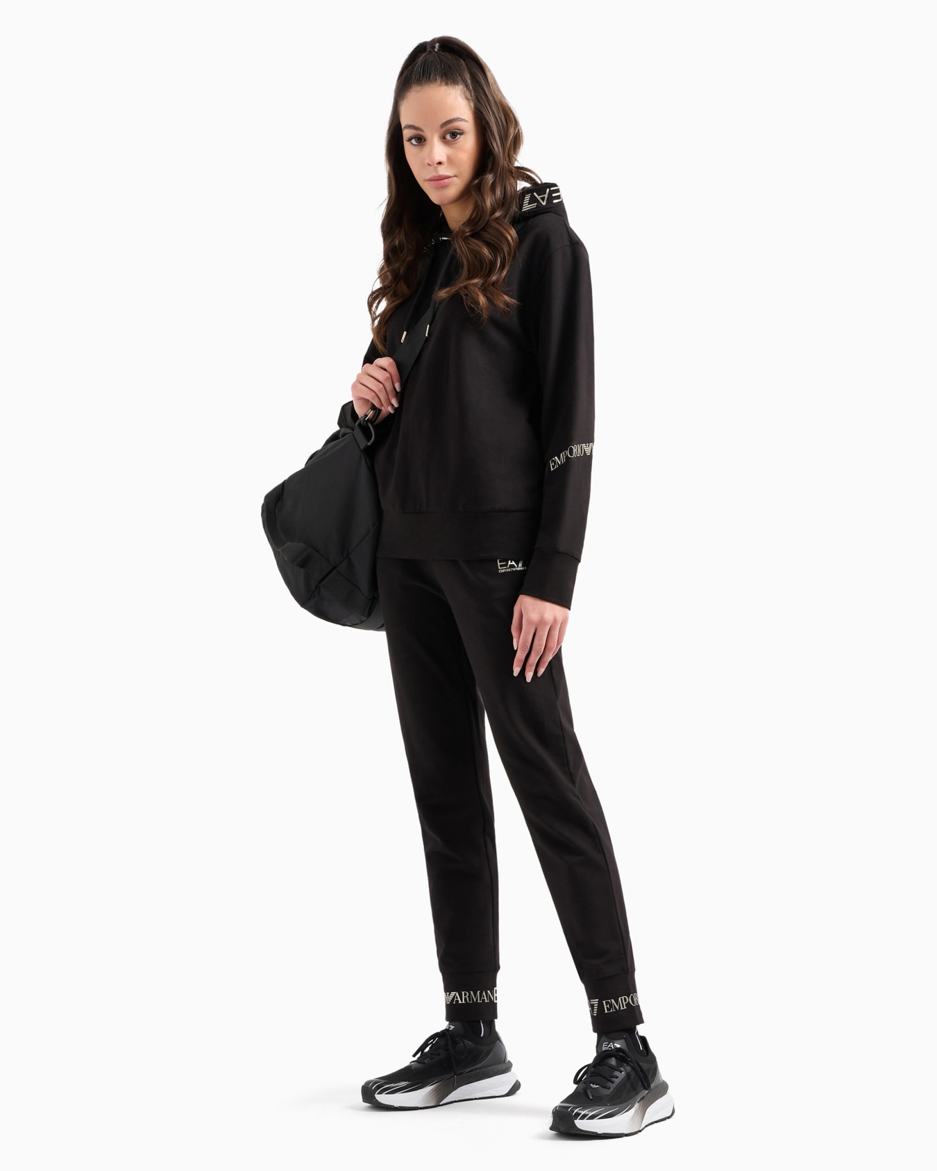 Stretch-cotton tracksuit with logo tape detail Slide 3