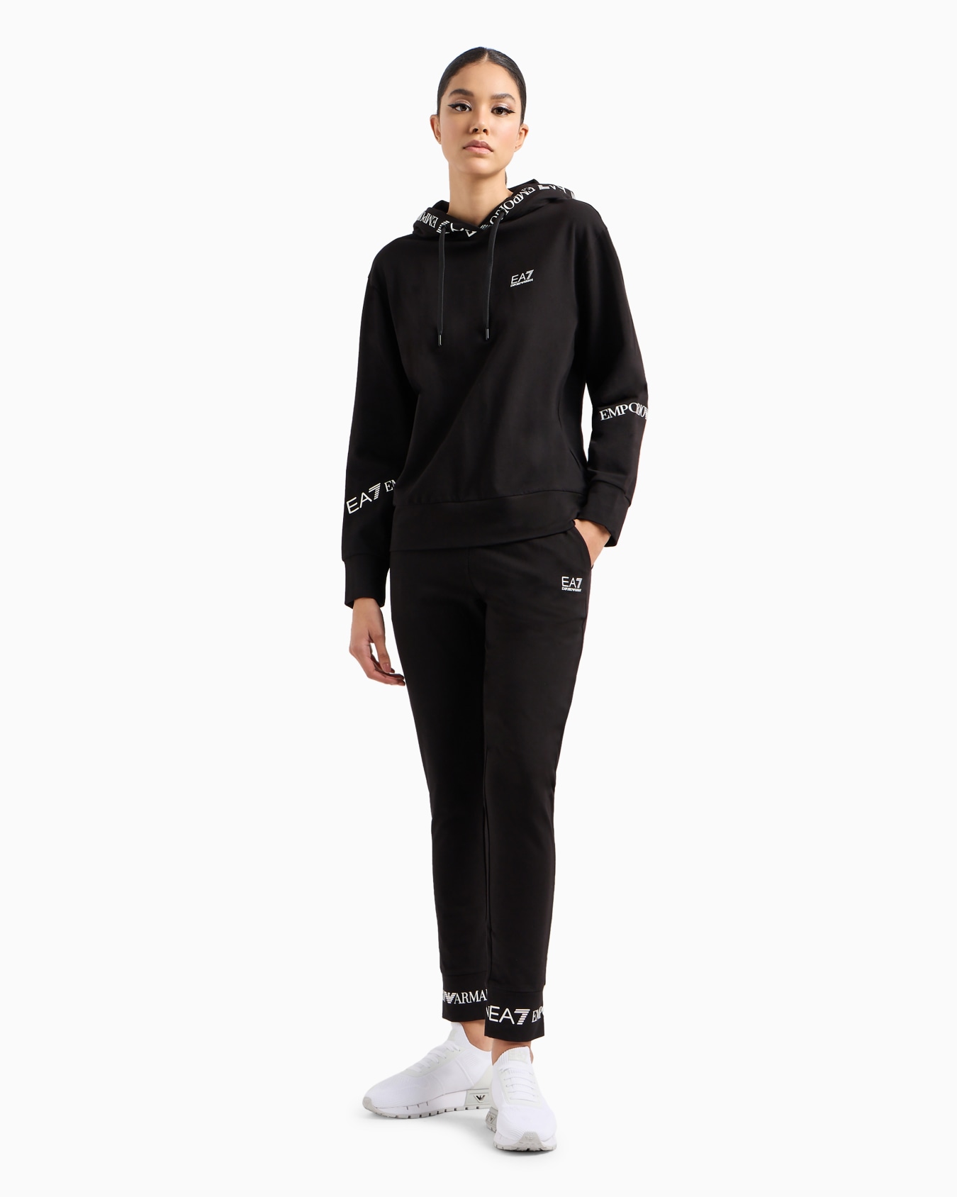 Stretch-cotton tracksuit with logo tape detail Slide 1