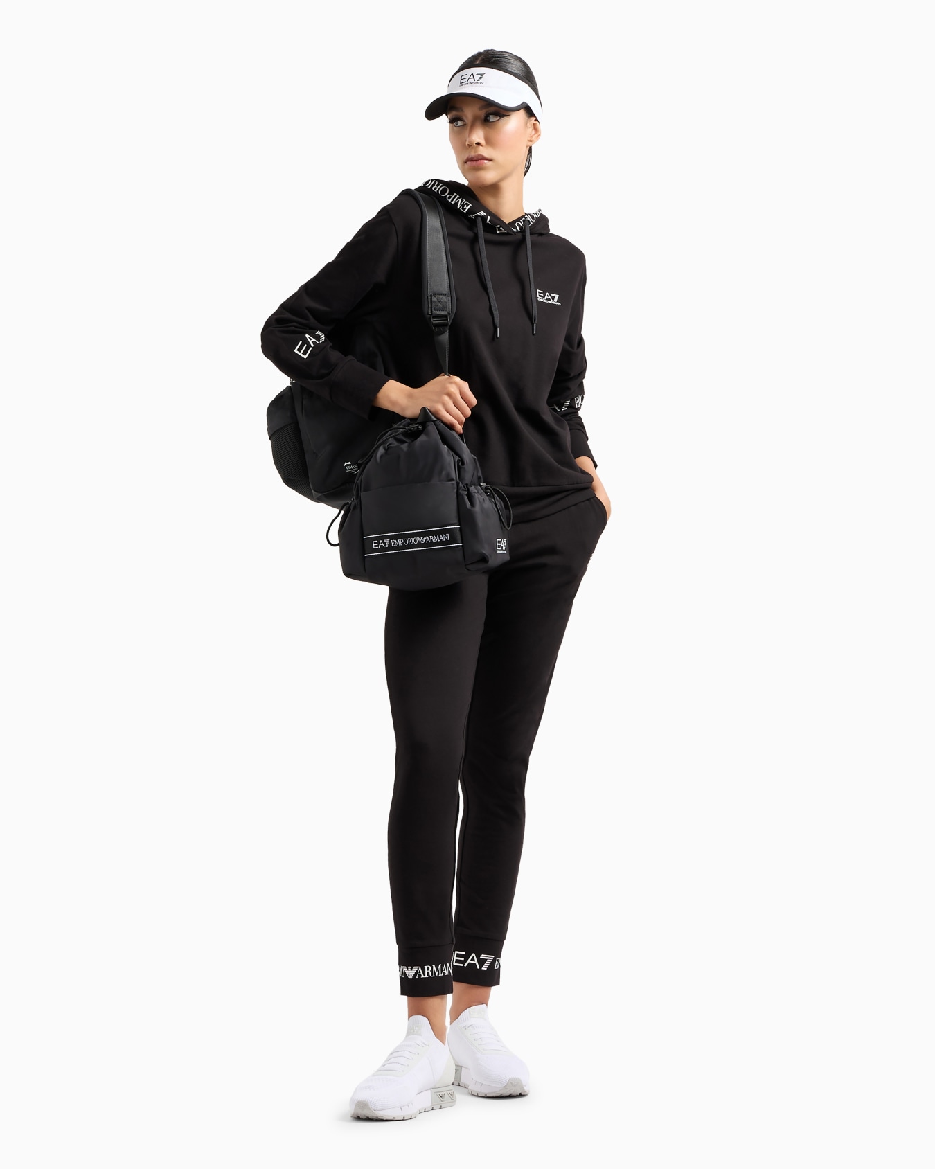 Stretch-cotton tracksuit with logo tape detail Slide 3