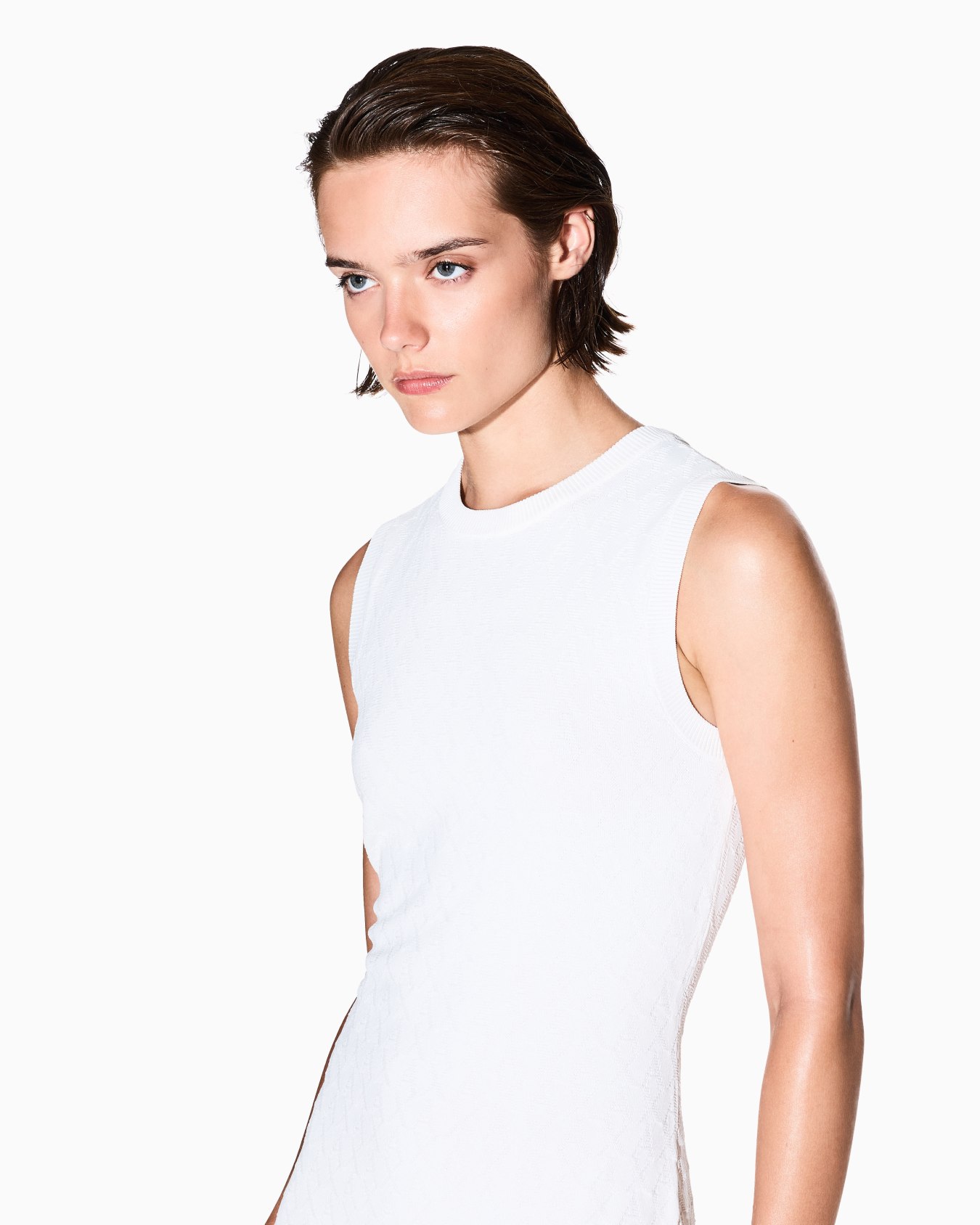 Sheath dress with allover logo Slide 4