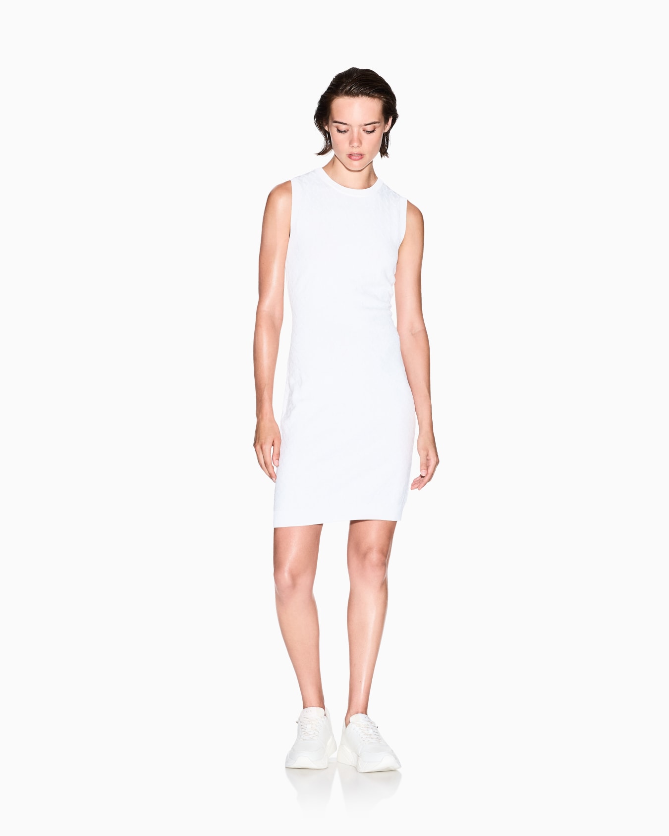 Sheath dress with allover logo Slide 1