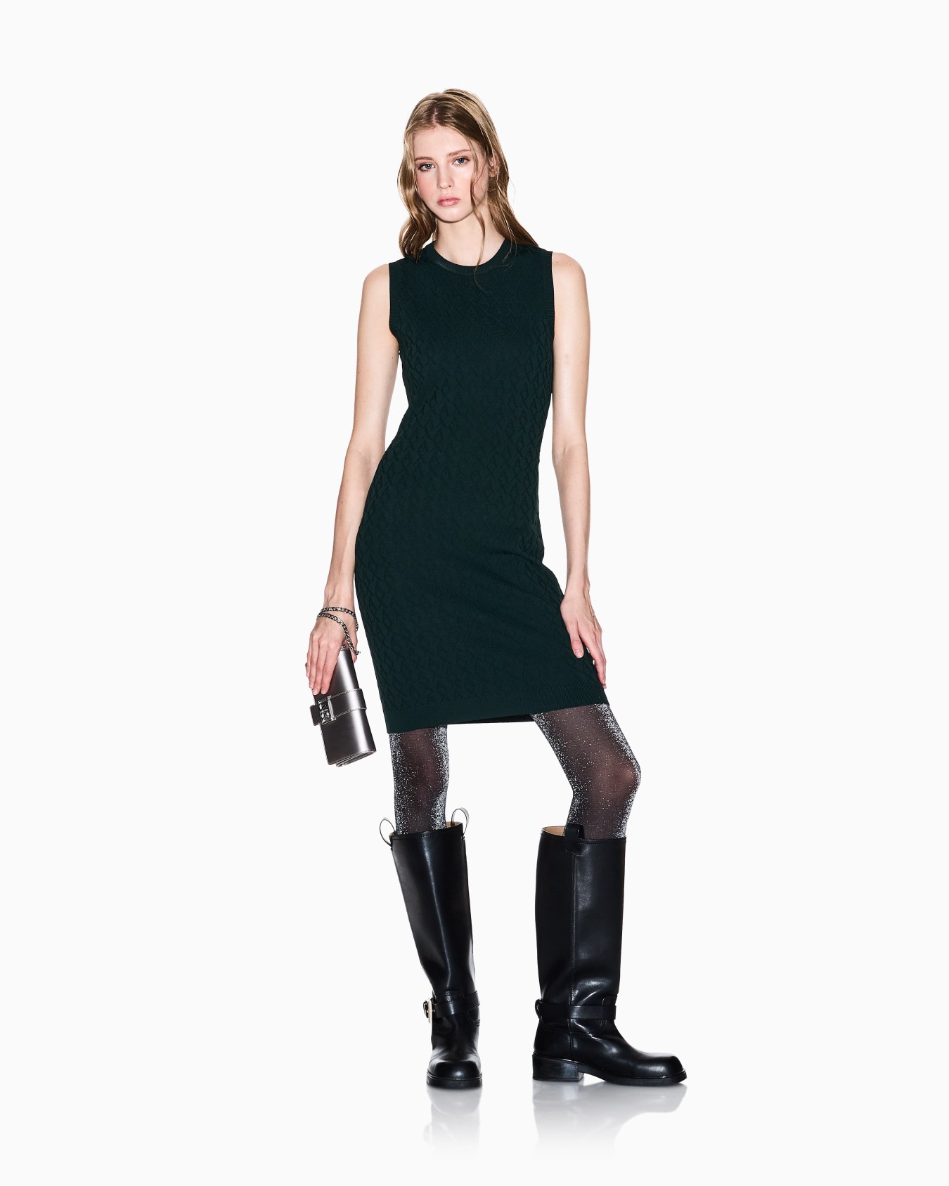 Sheath dress with allover logo Slide 1
