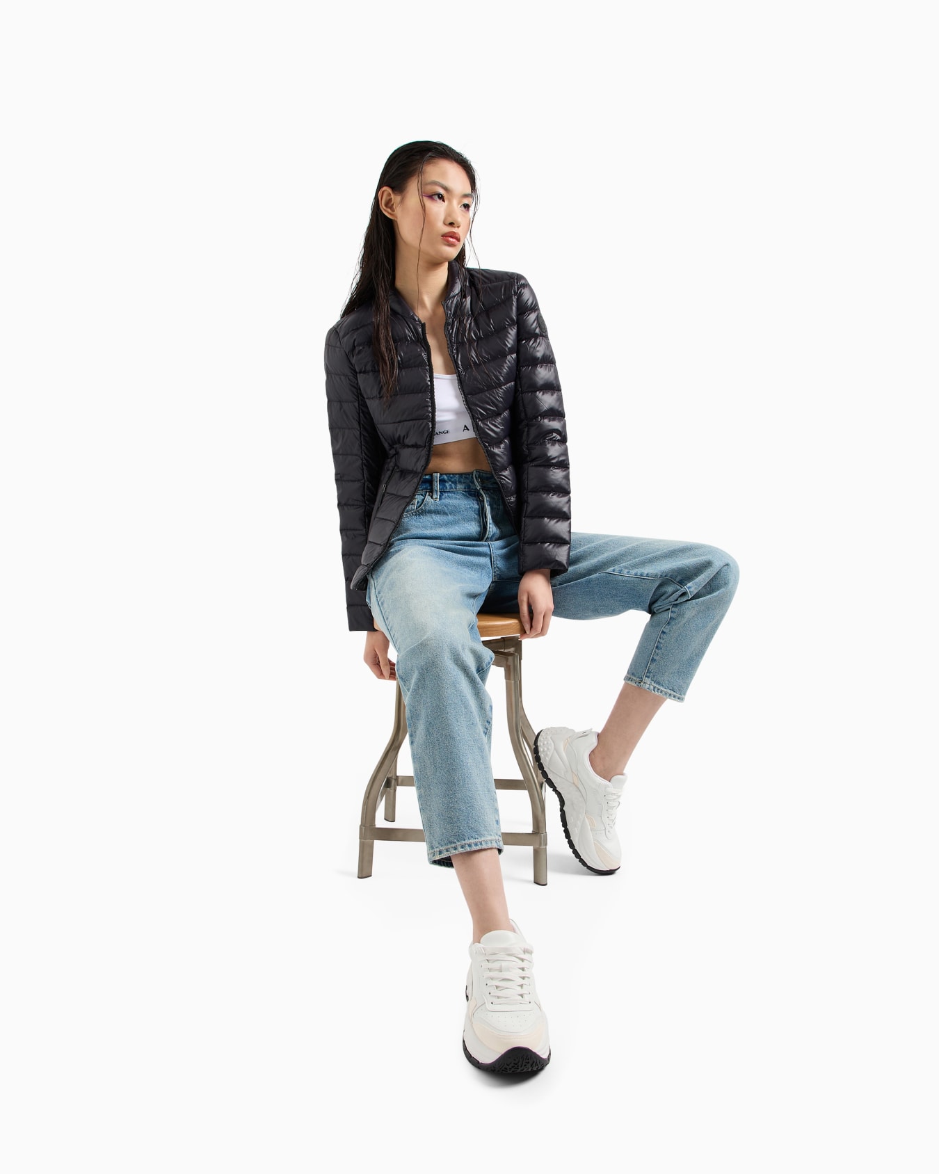 Shiny fabric down jacket Slide 1