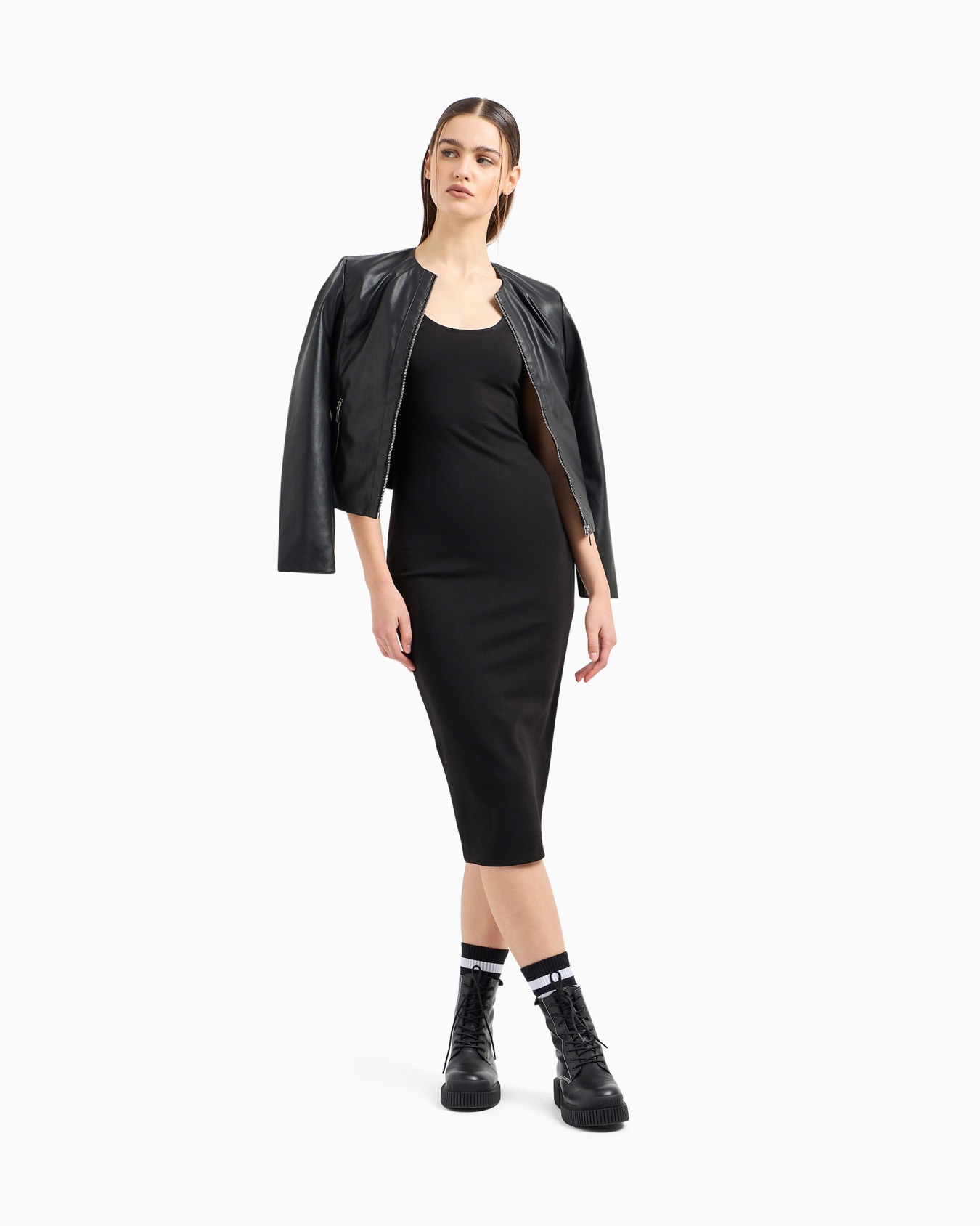 Biker jacket with decorative stitching Slide 1