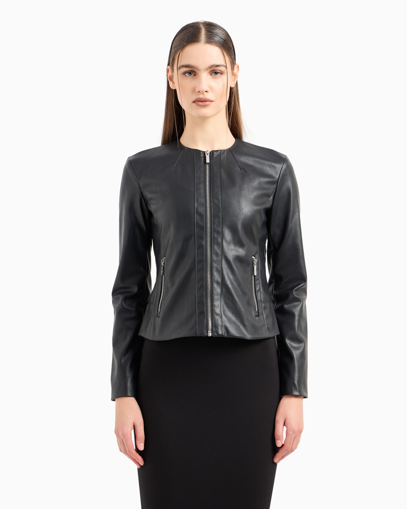 Biker jacket with decorative stitching Slide 3