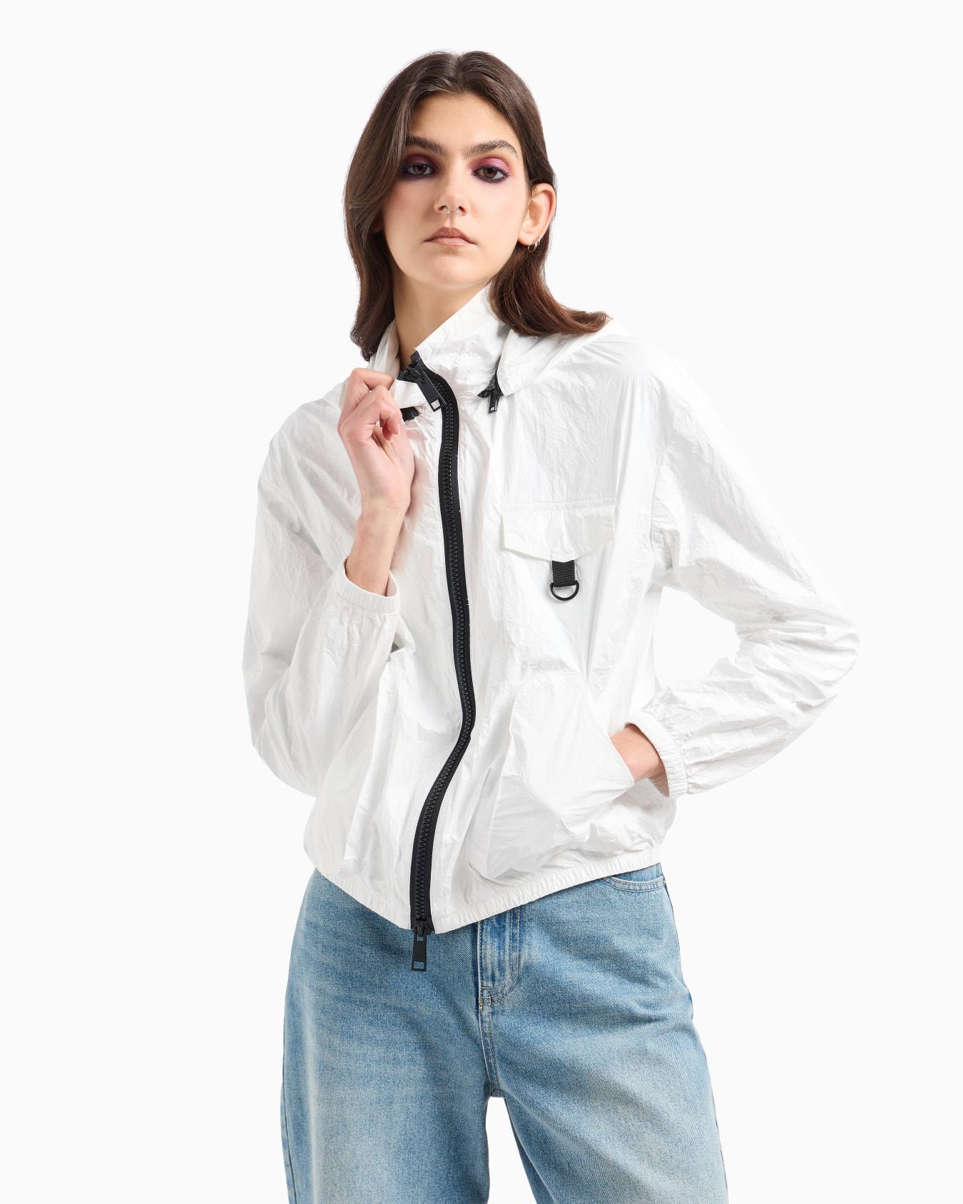 Non-woven windbreaker with hood and hook Slide 1