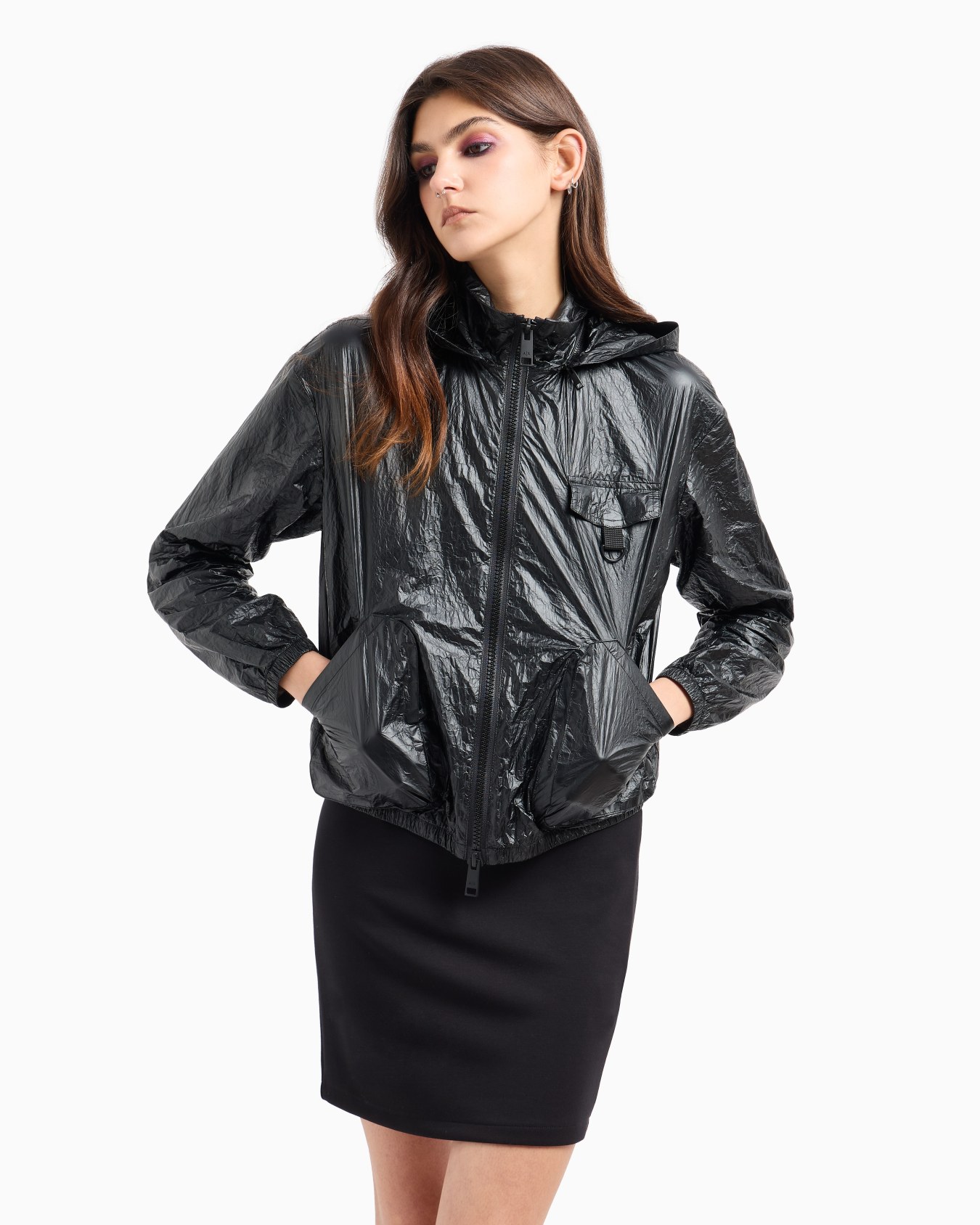 Non-woven windbreaker with hood and hook Slide 1