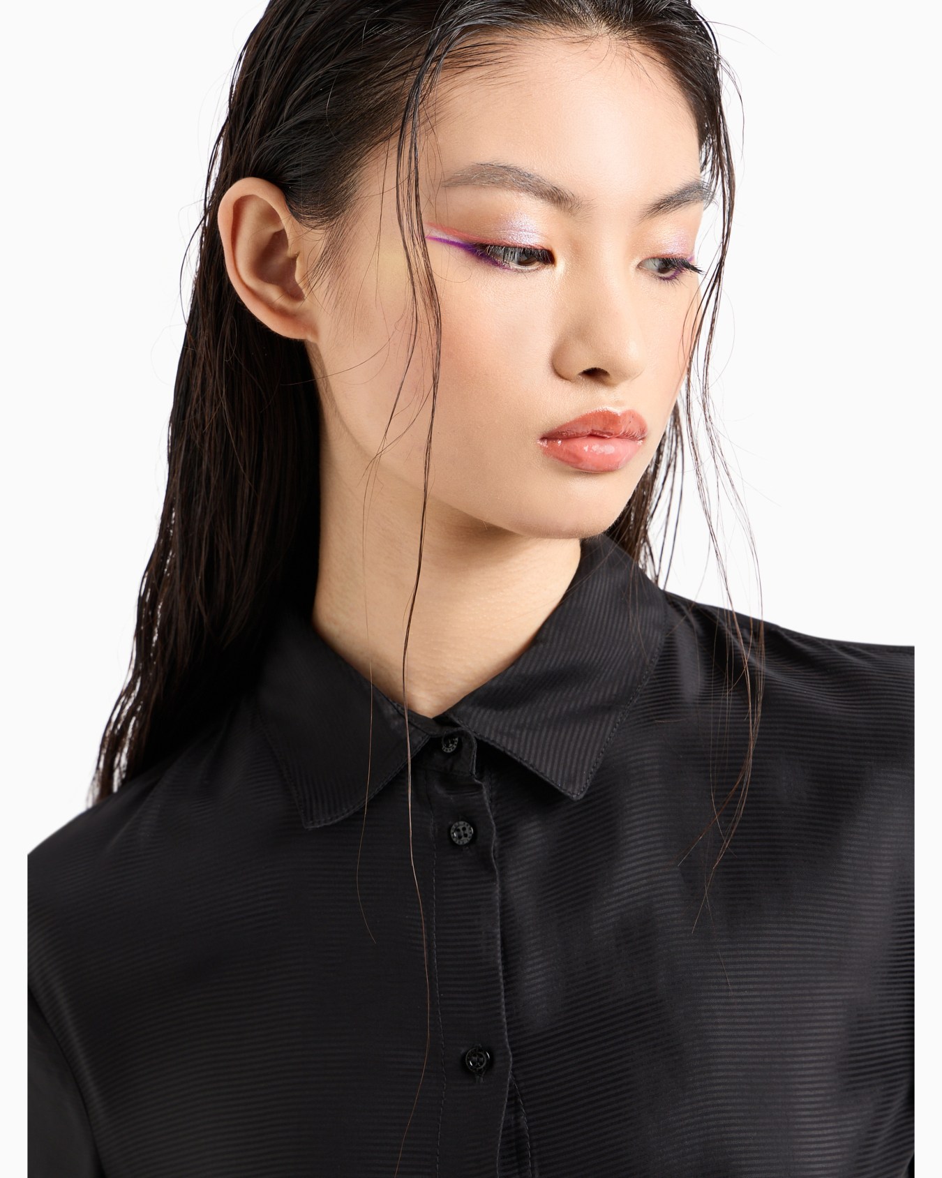 Slim fit shirt in micro-print voile Slide 4