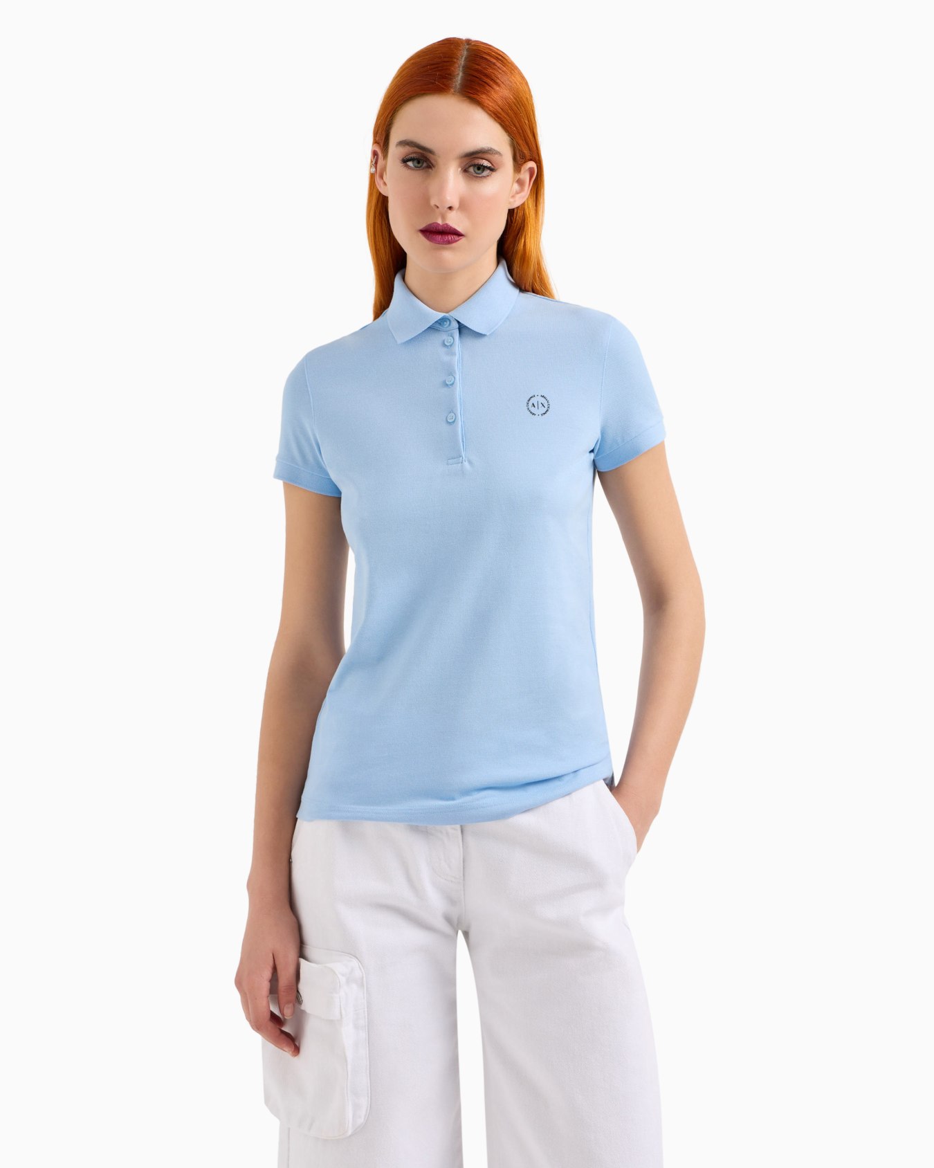 Slim fit piquet polo with round logo Slide 1