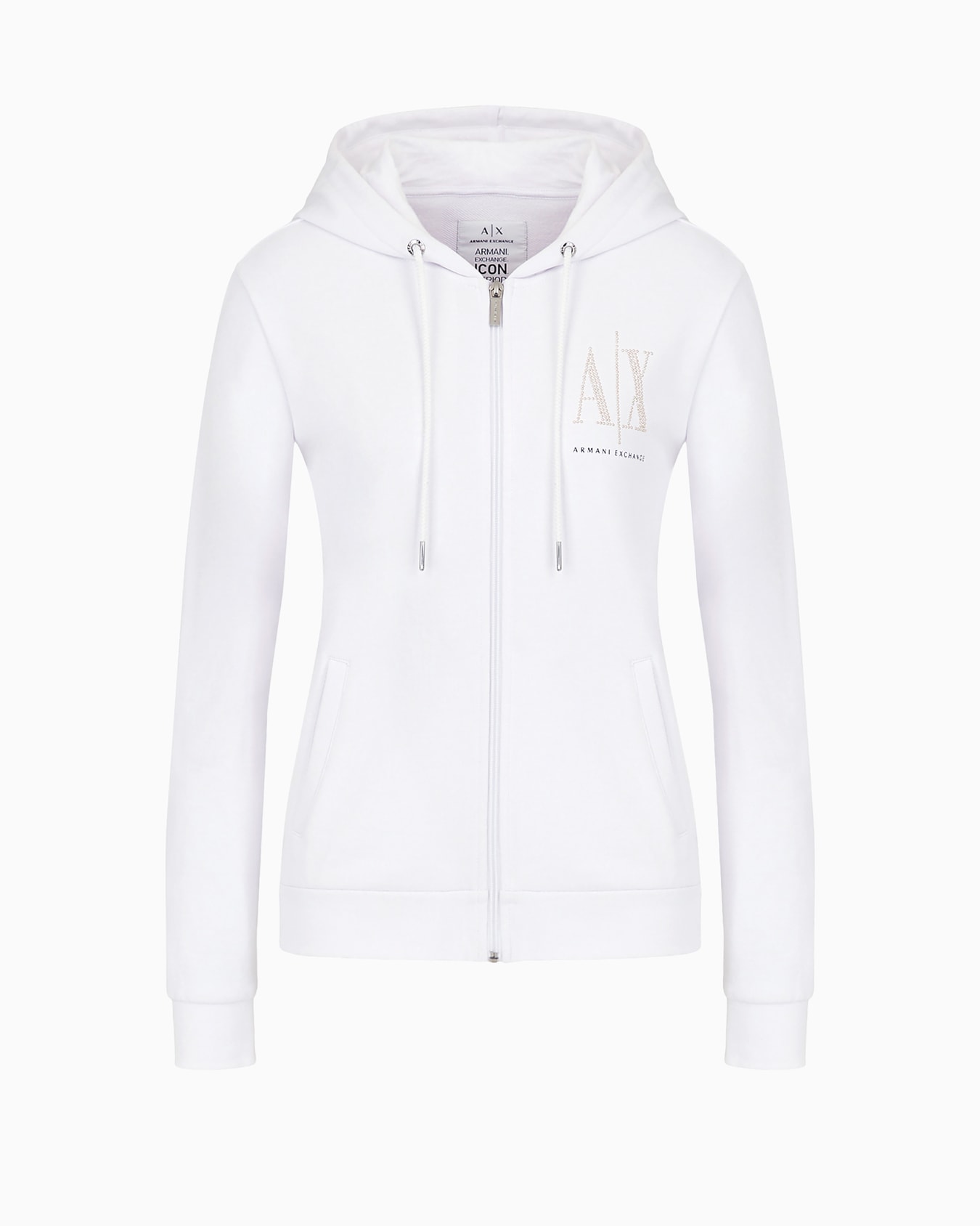 Sudadera con capucha y cremallera con logo tachonado Diapositiva 0