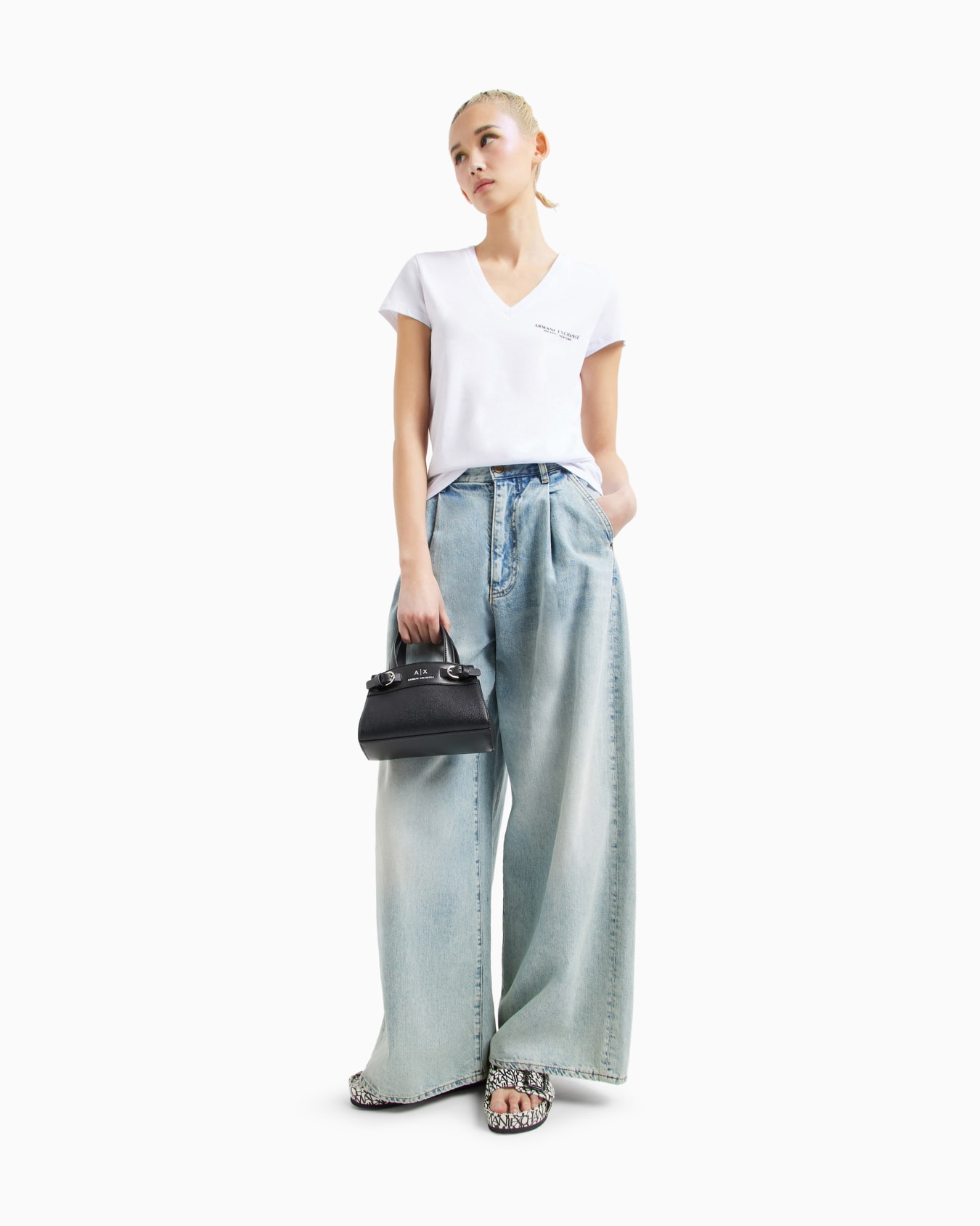 Slim-fit jersey T-shirt with V-neck Slide 1