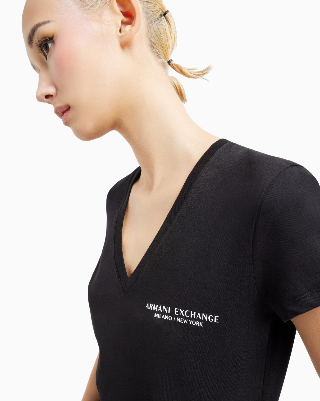 Slim-fit jersey T-shirt with V-neck Slide 4