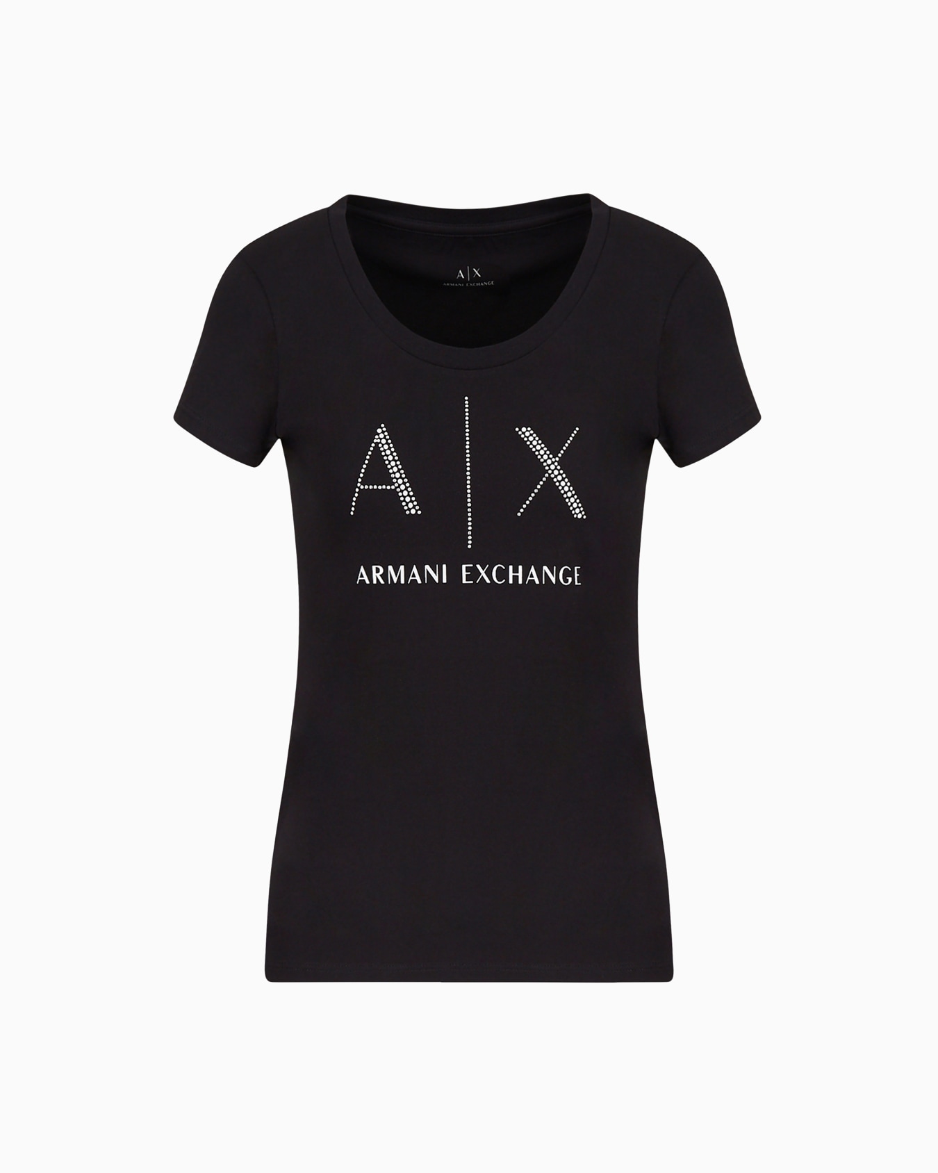 T-shirt coupe slim en coton pima avec logo en strass Diapositive 0