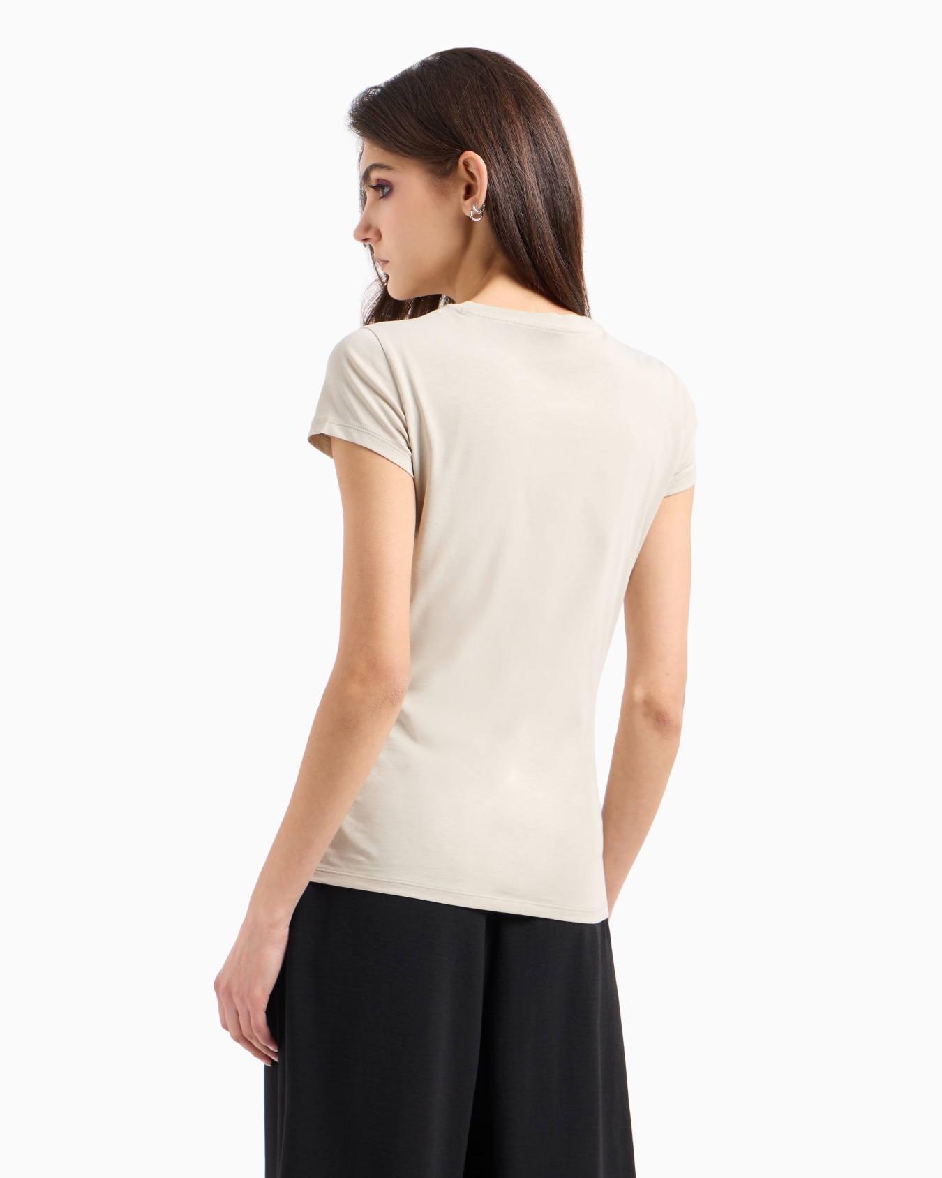 Camiseta slim fit con logo de strass Diapositiva 2
