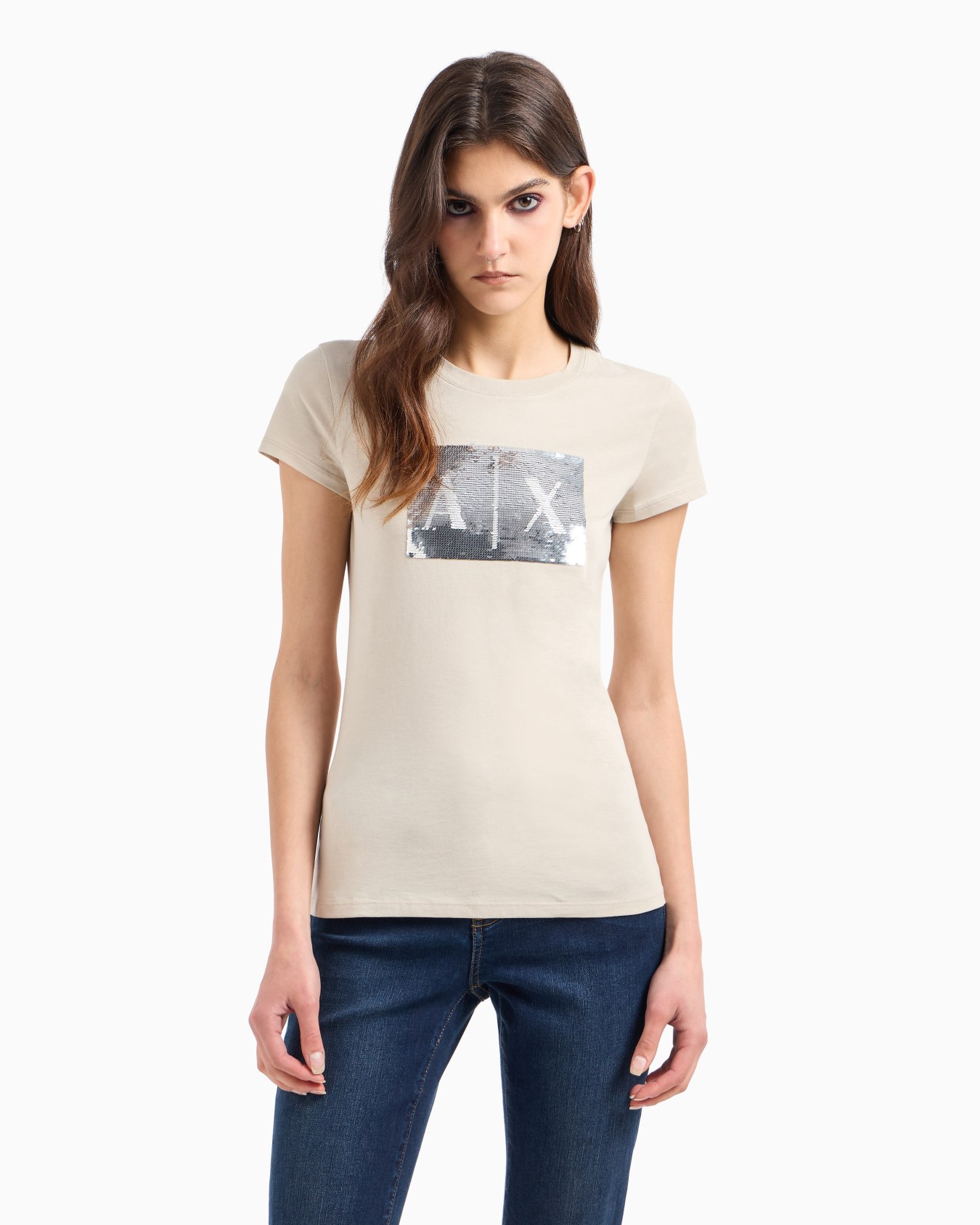 Slim fit T-shirt in stretch cotton jersey Slide 1