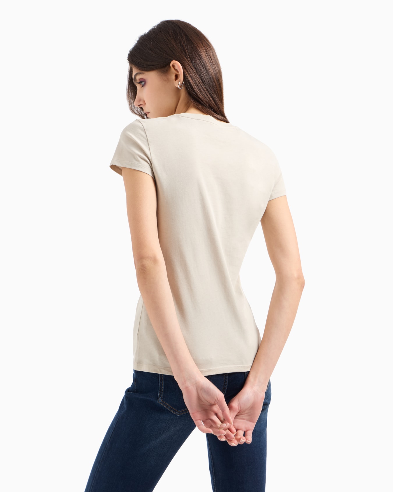 Slim fit T-shirt in stretch cotton jersey Slide 2