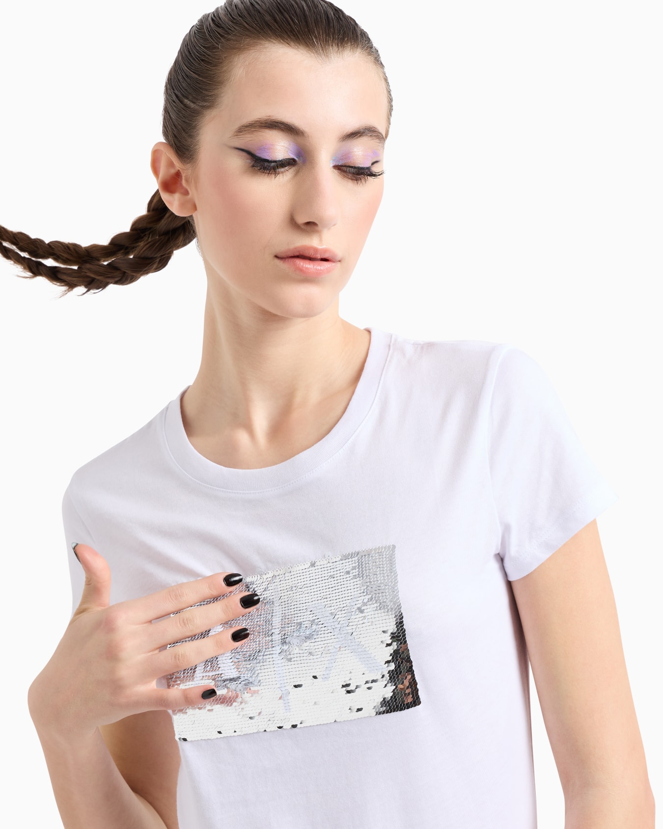 T-shirt coupe slim avec logo en strass Diapositive 4