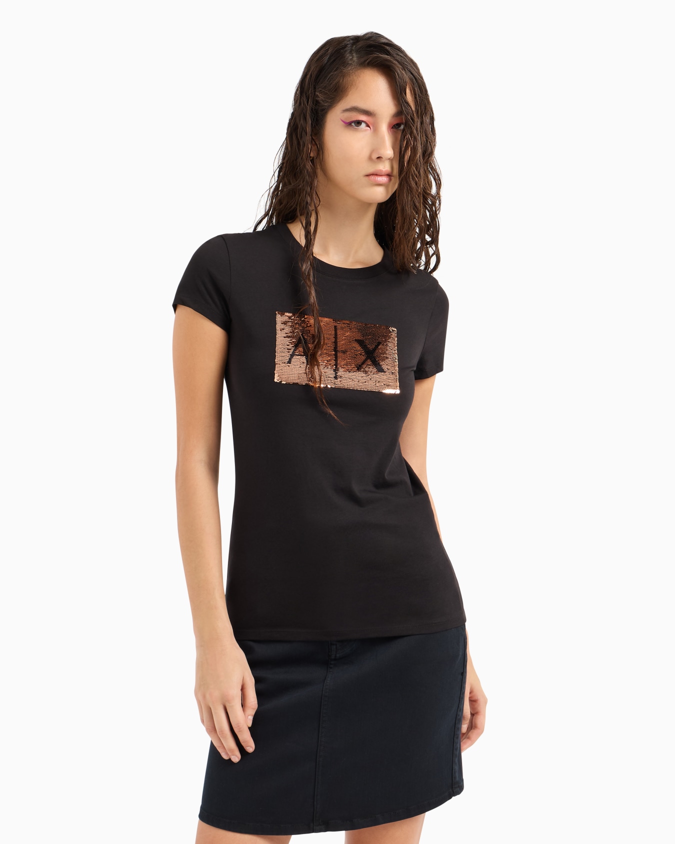 Slim fit T-shirt in stretch cotton jersey Slide 3