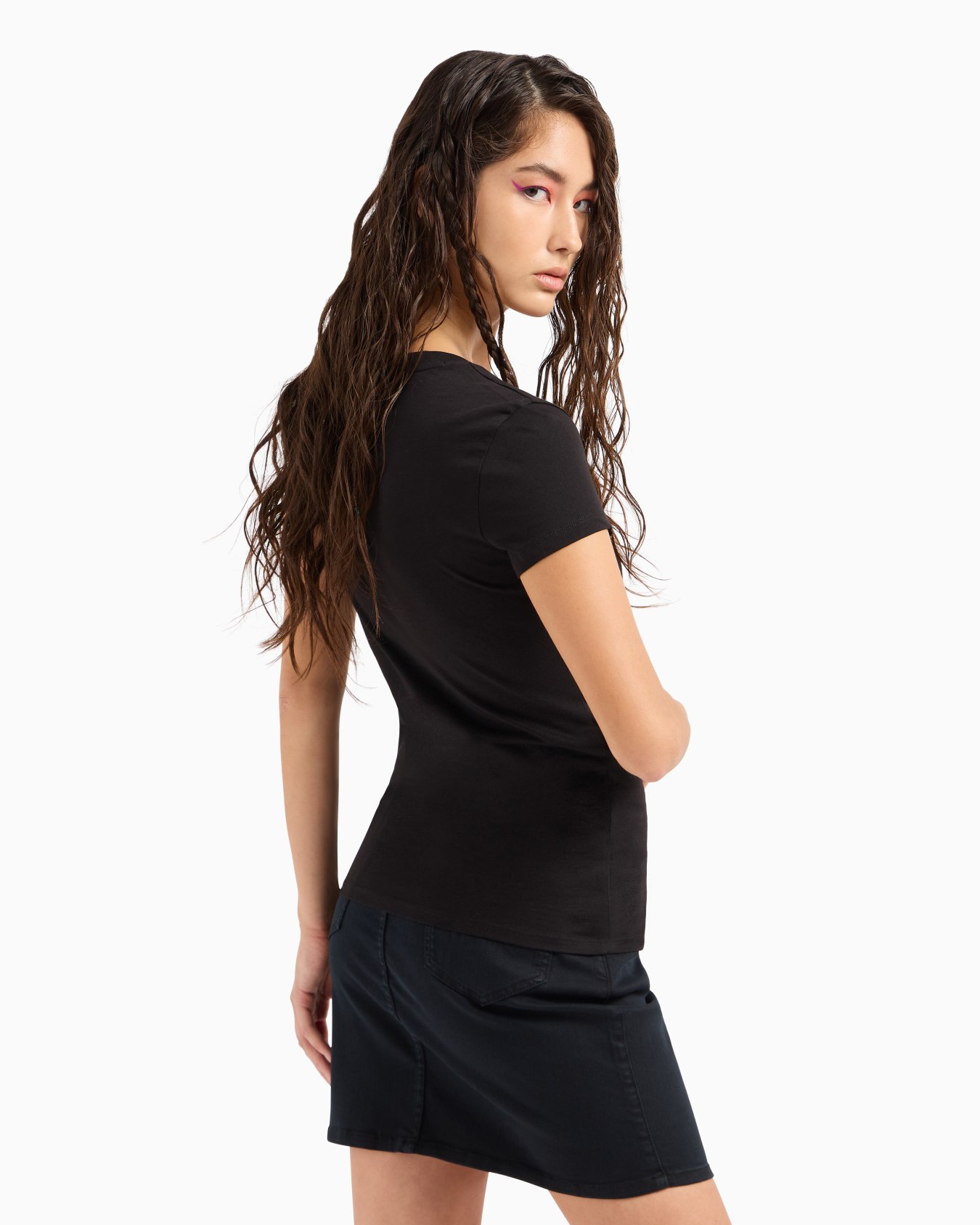 Slim fit T-shirt in stretch cotton jersey Slide 2