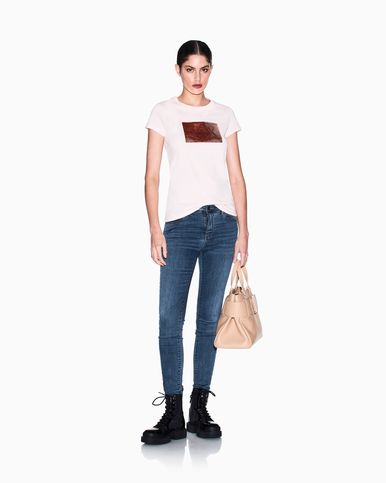 Slim fit T-shirt in stretch cotton jersey Slide 1