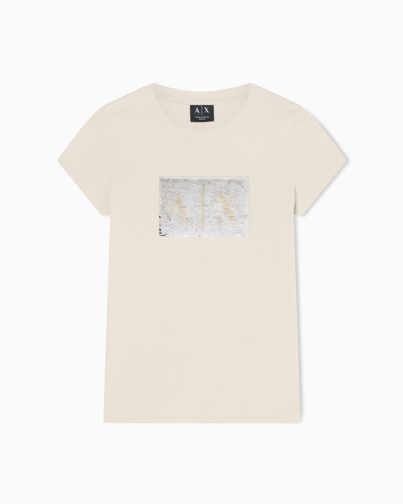 Slim fit T-shirt with rhinestone logo Diapositive 0