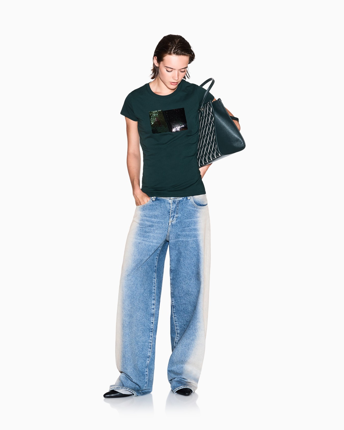 Slim fit T-shirt in stretch cotton jersey Slide 1