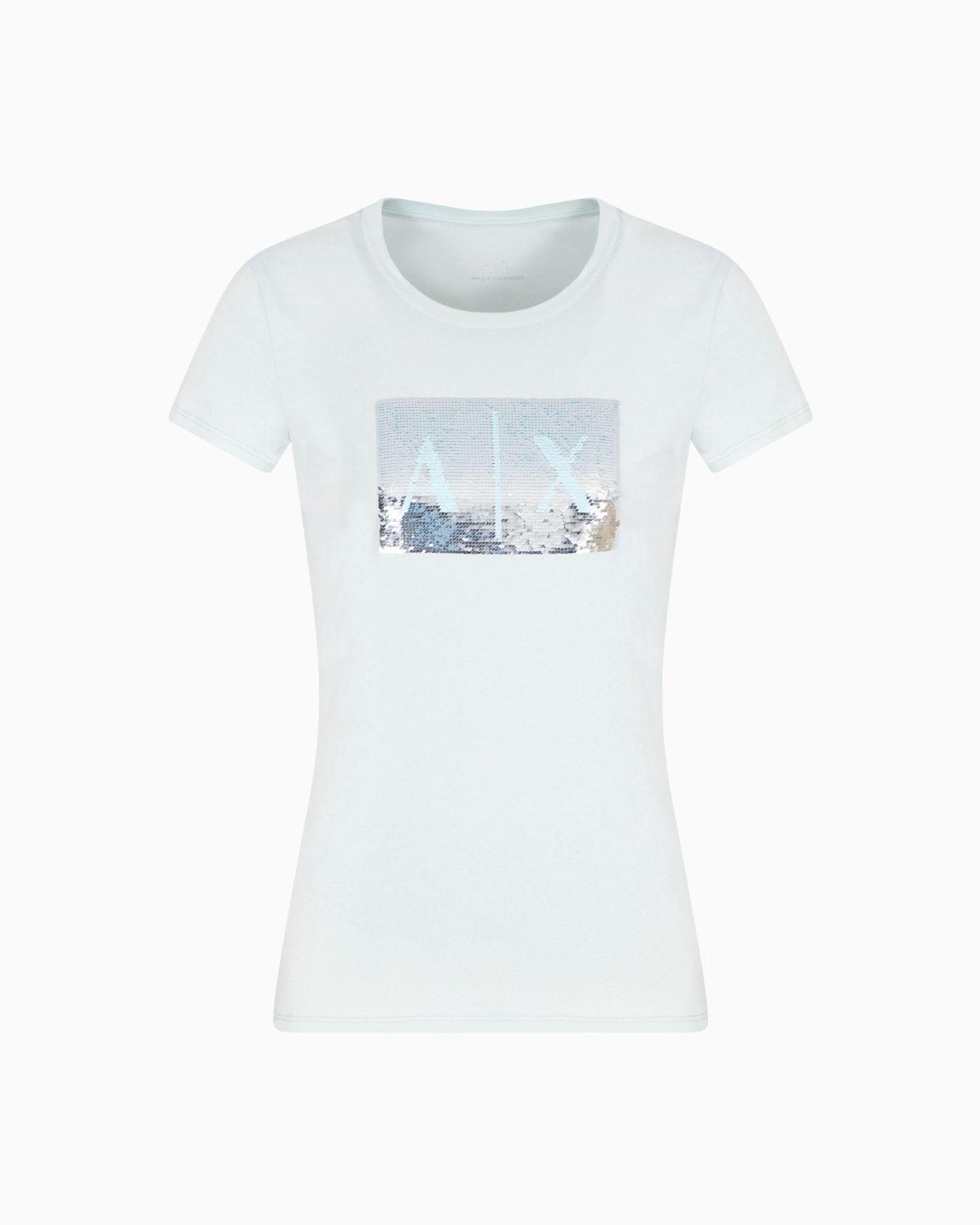 Camiseta slim fit con logo de strass Diapositiva 0
