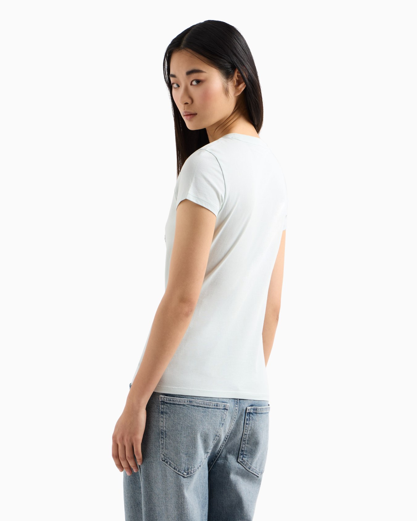 Camiseta slim fit con logo de strass Diapositiva 2