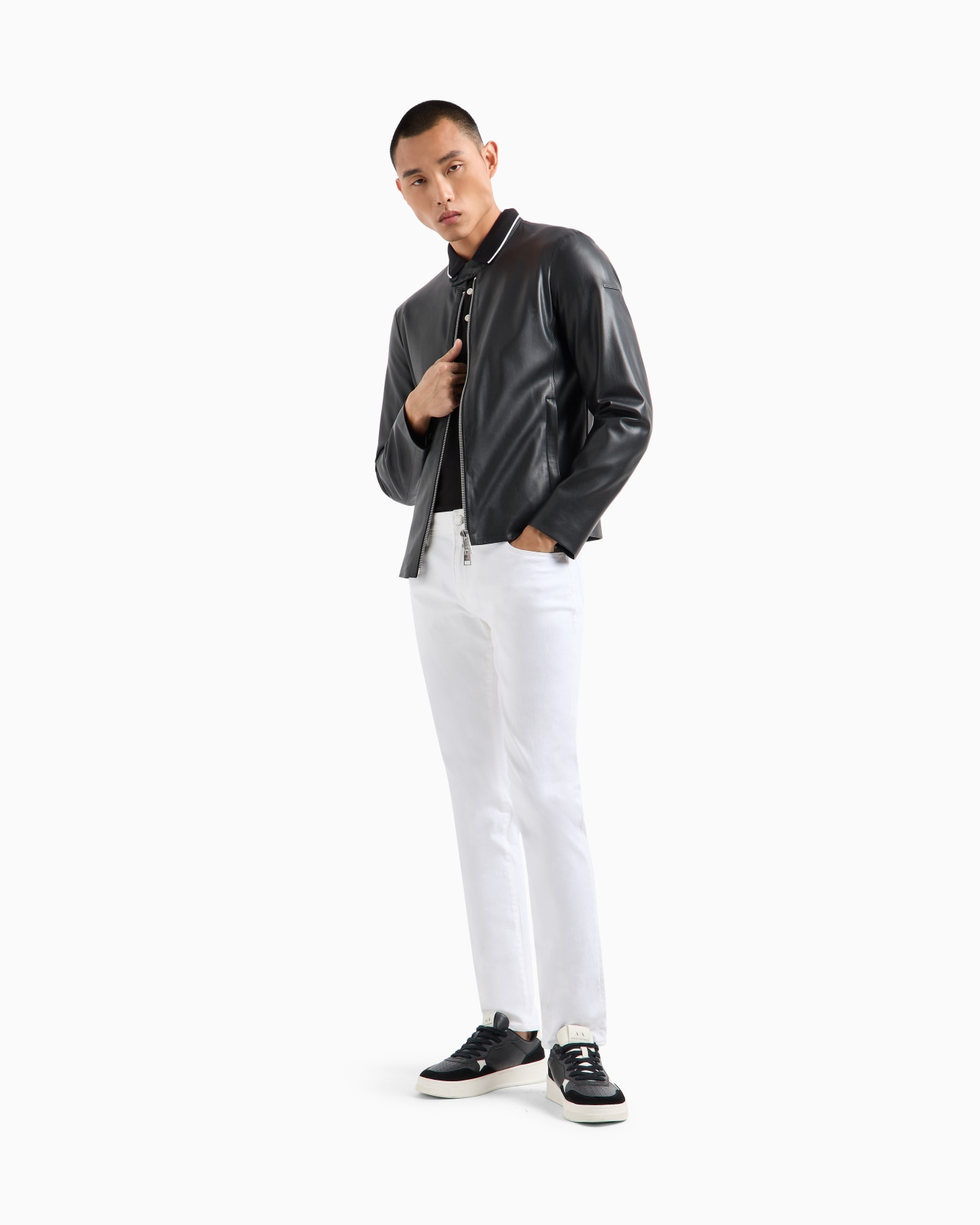 Faux leather jacket with zip Slide 1