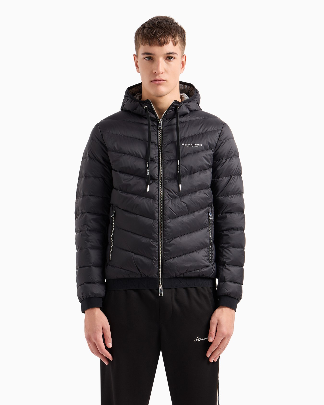 Full zip down jacket with hood Slide 3